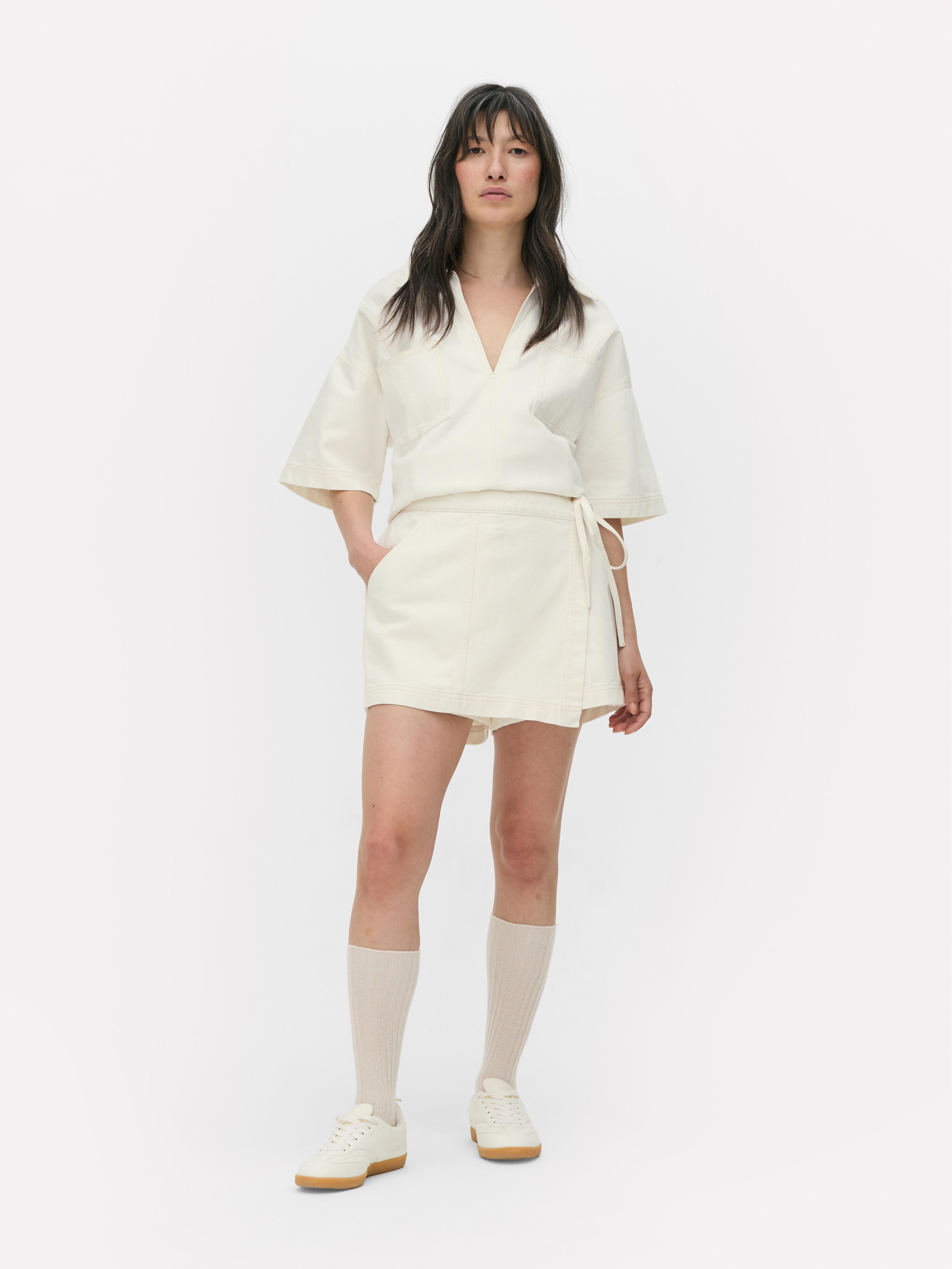 Tie Front Denim Skort
