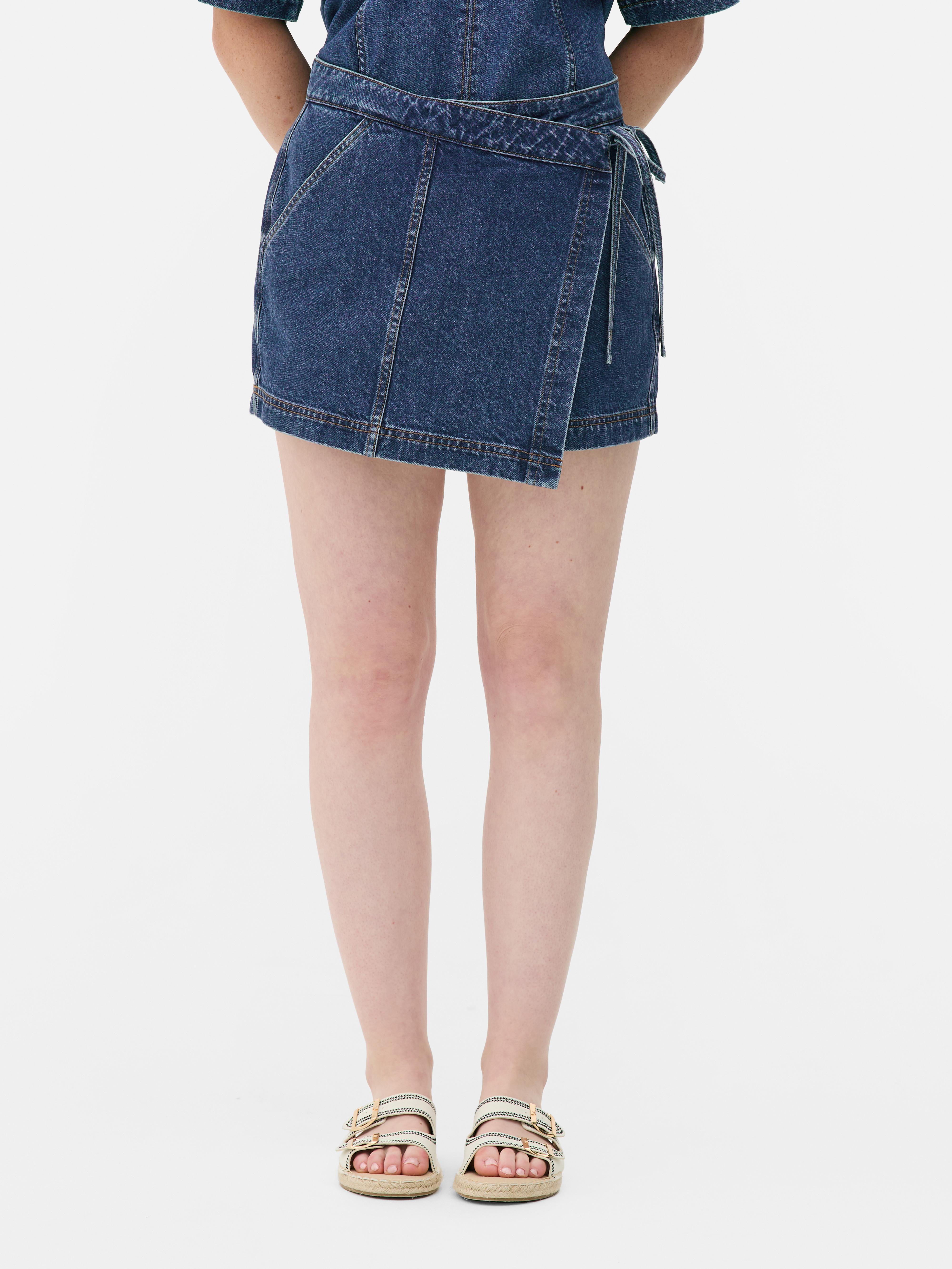 Tie-Front Denim Skort