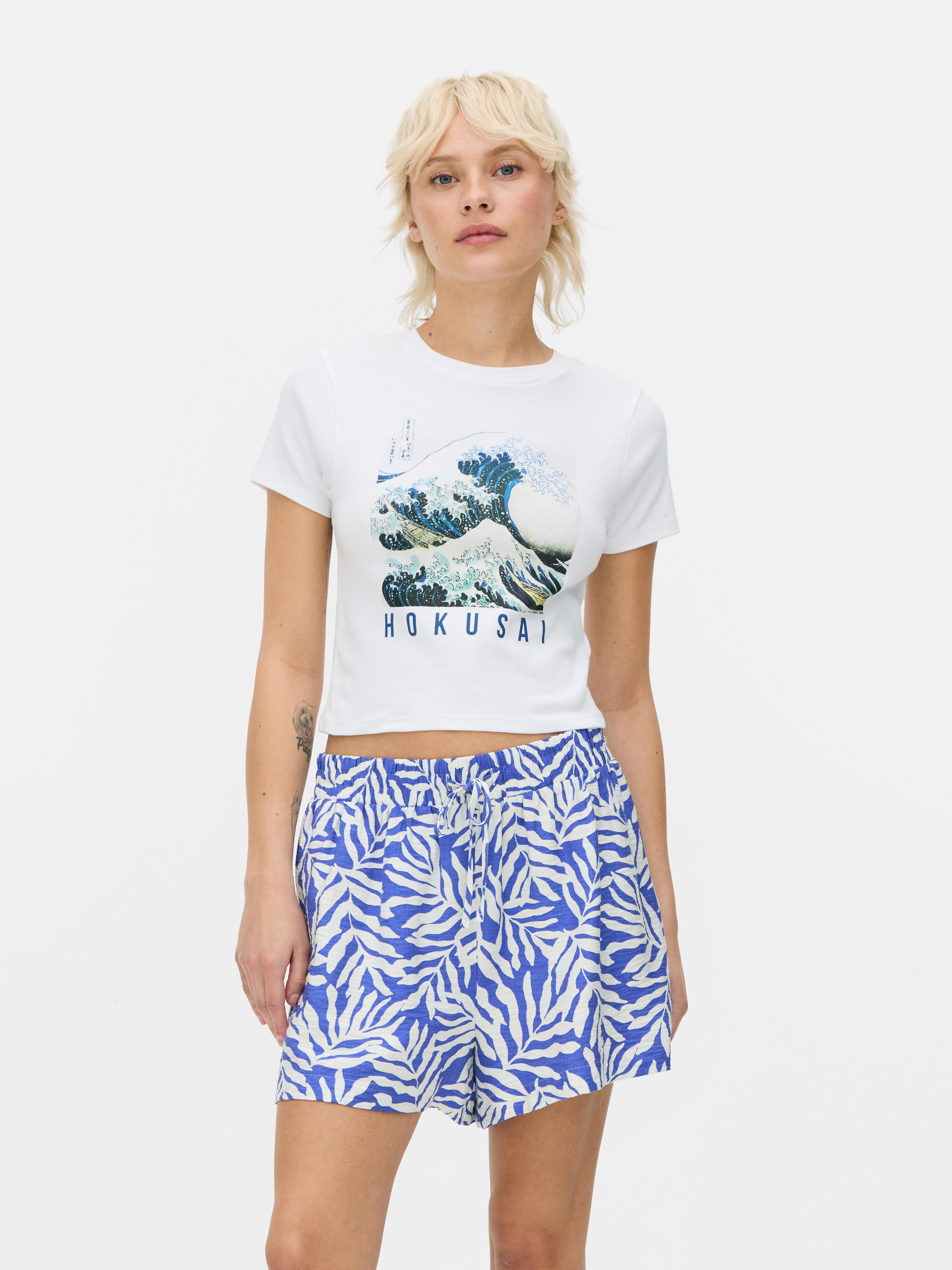 Kurzes „Hokusai Die große Welle“ T-Shirt