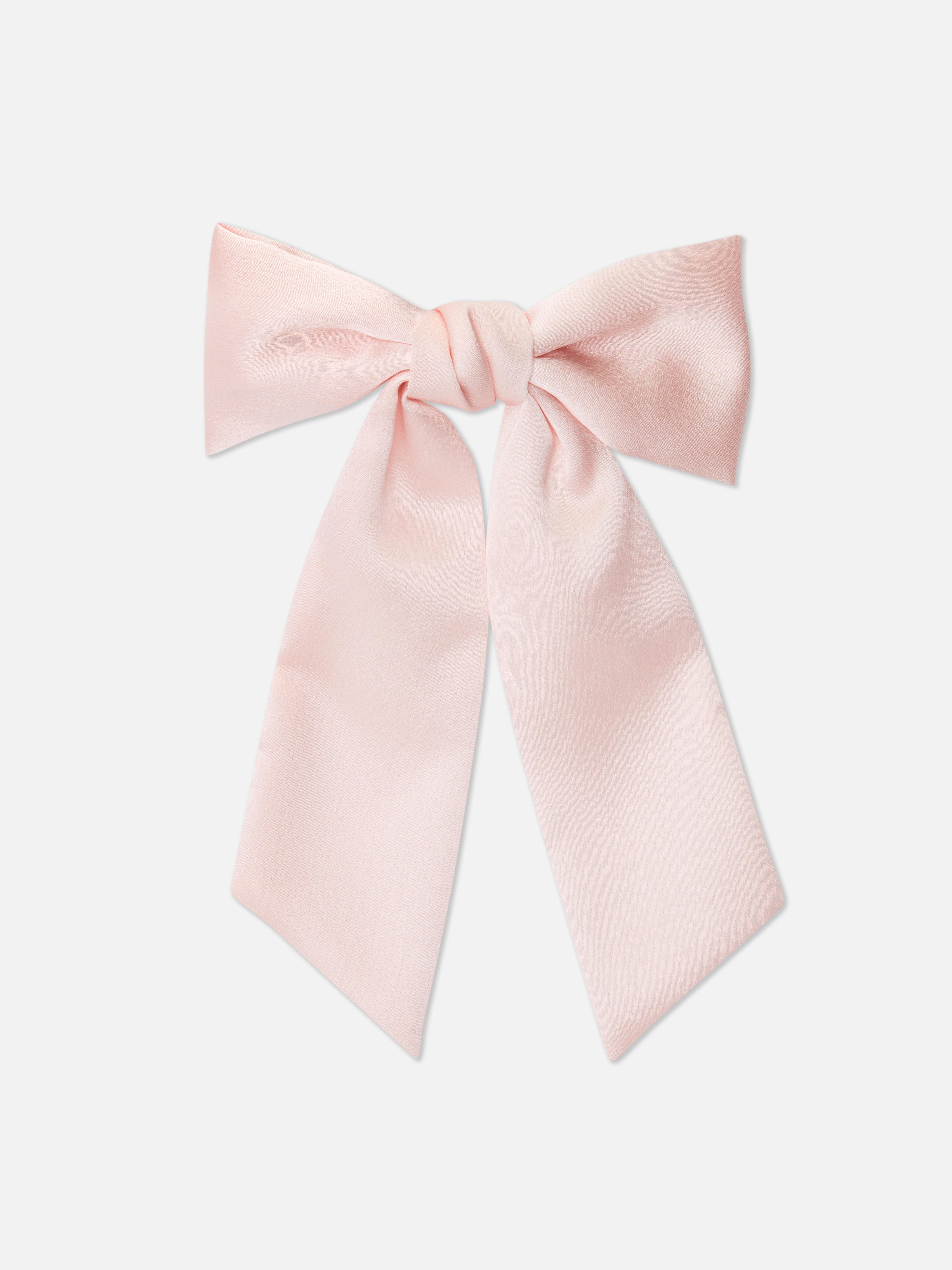 Korte satijnen haarstrik Roze