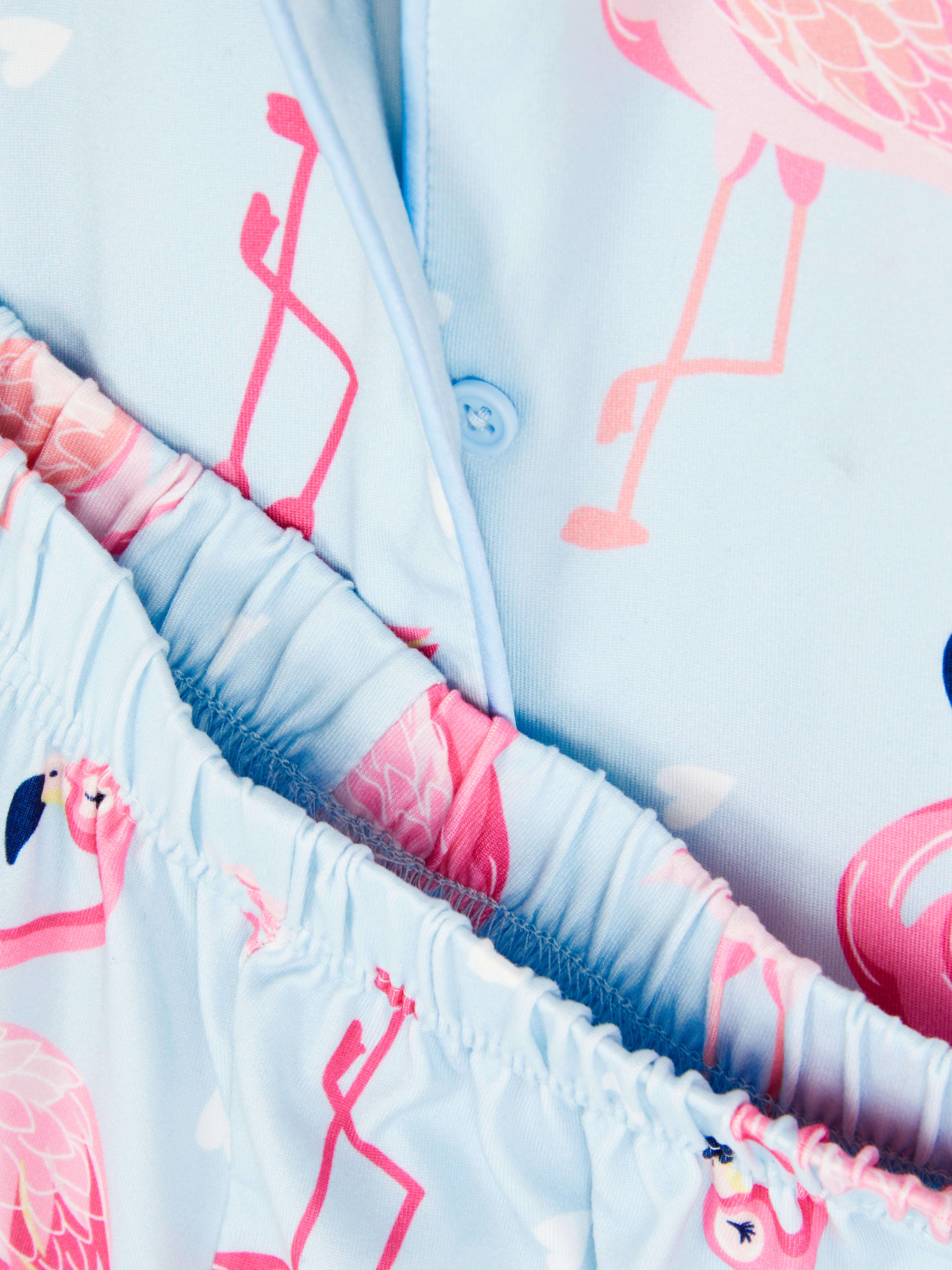 1,5-8 anos | Pijama camisa/calções gráficos flamingo