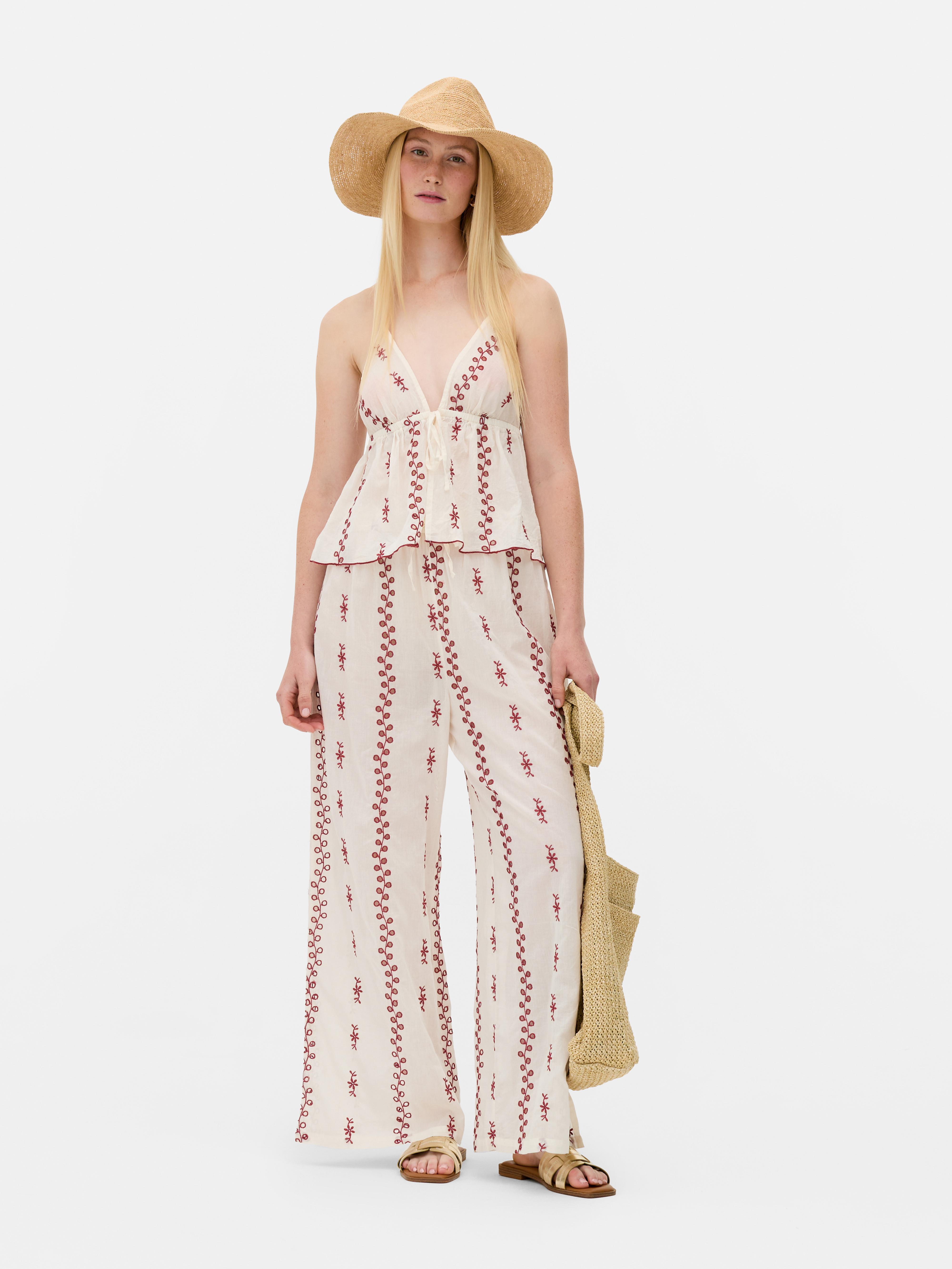 Embroidered Broderie Trousers