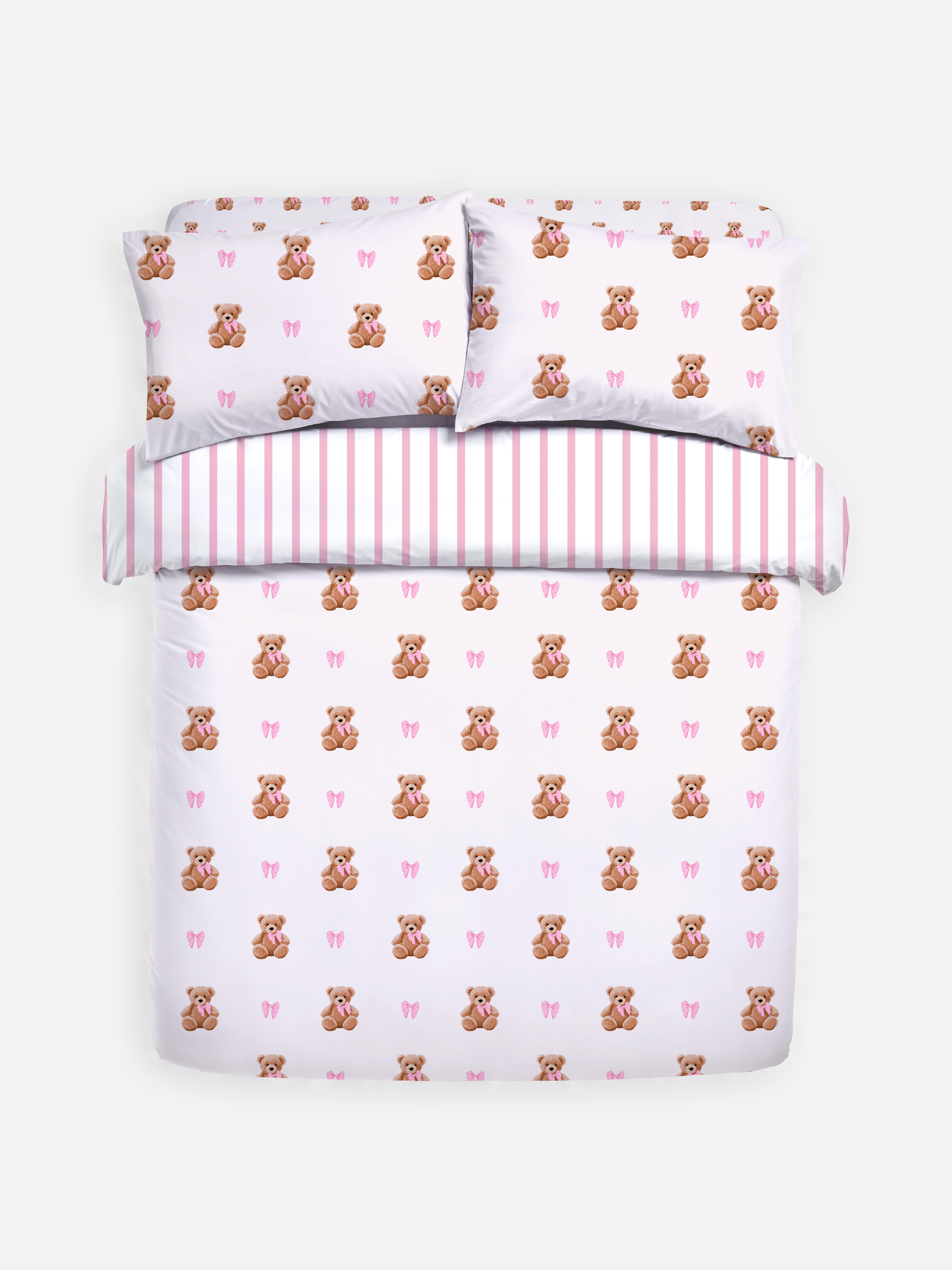 Teddy Bear Stripe Double  Bedding Set