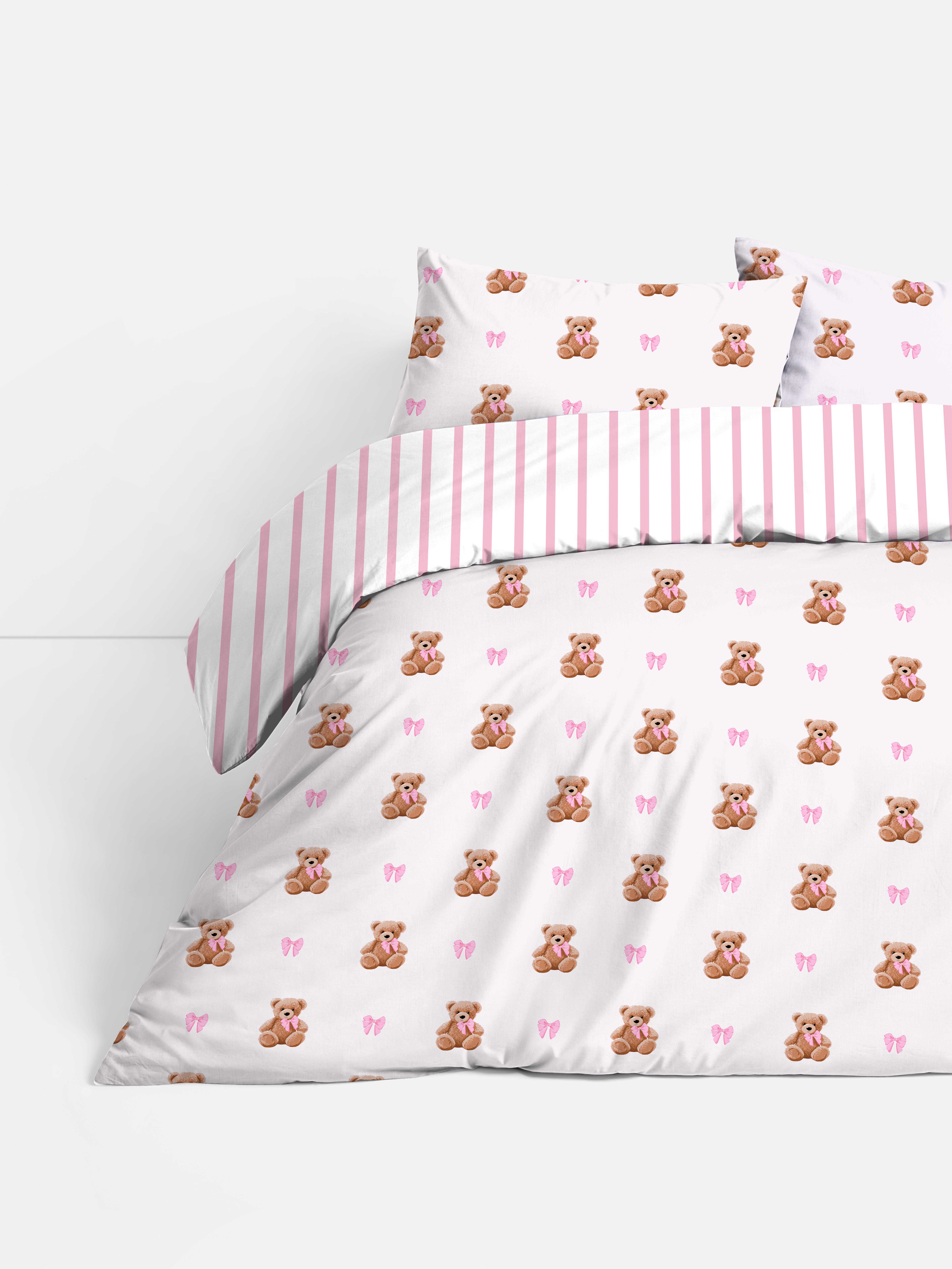 Conjunto cama tamanho king urso peluche reversível