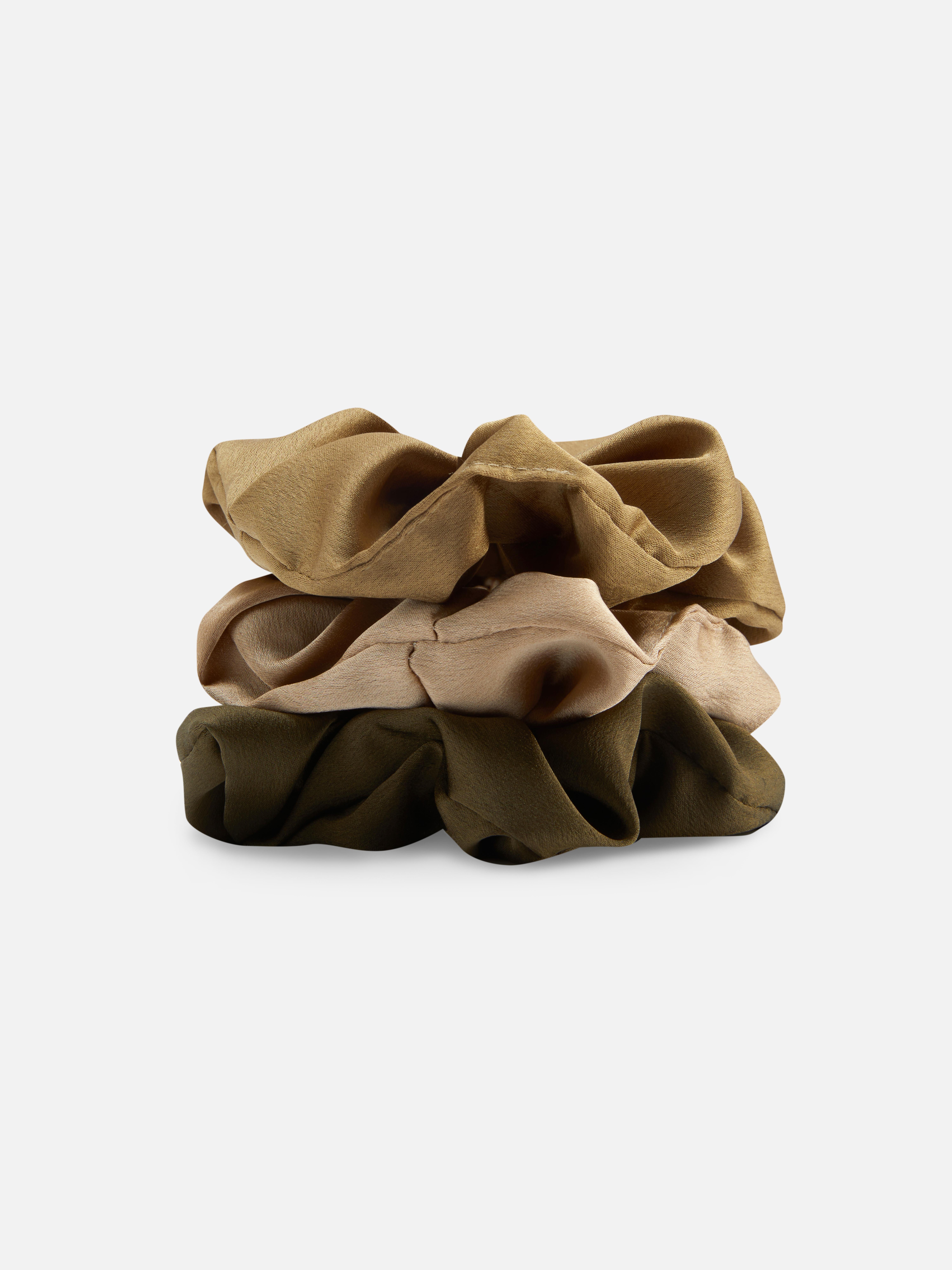 Diverse scrunchies, set van 3 Olijfgroen