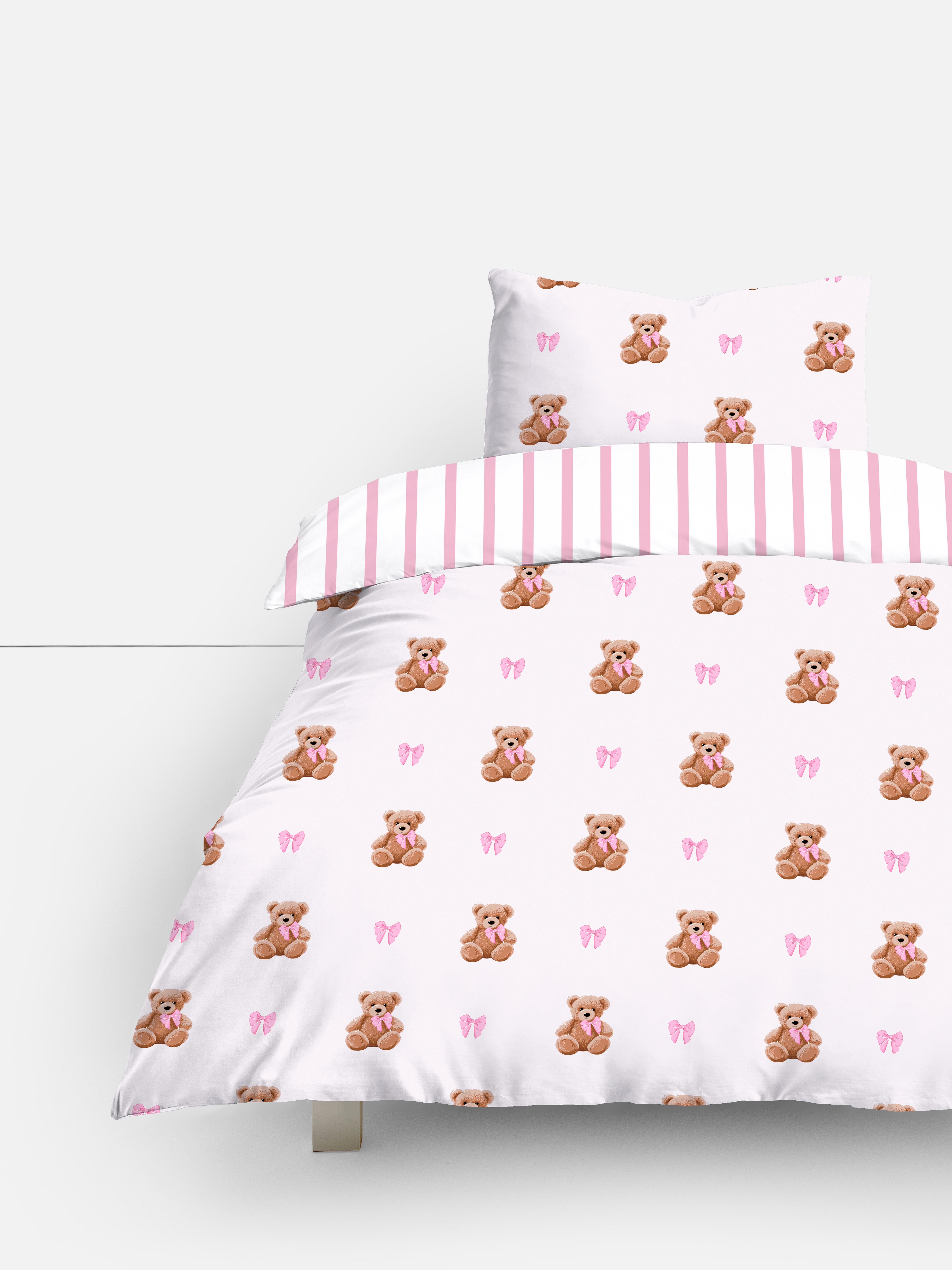 Teddy Bear Stripe  Single Bedding Set
