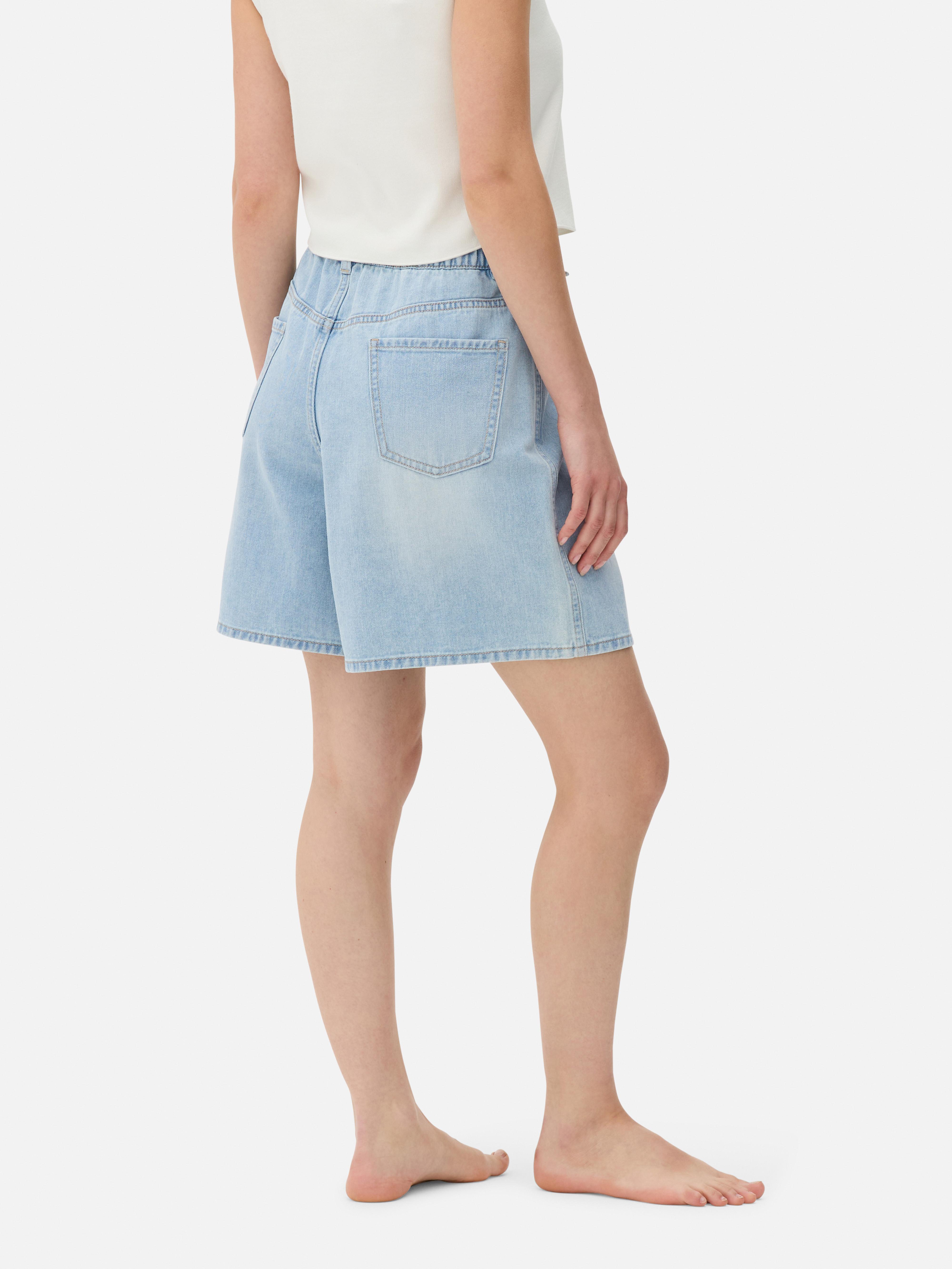 【BAON】[unisex] Rilke Washing Light Blue Bermuda Denim PT Authentic Story - Bermuda Denim Shorts for Women | Roxy