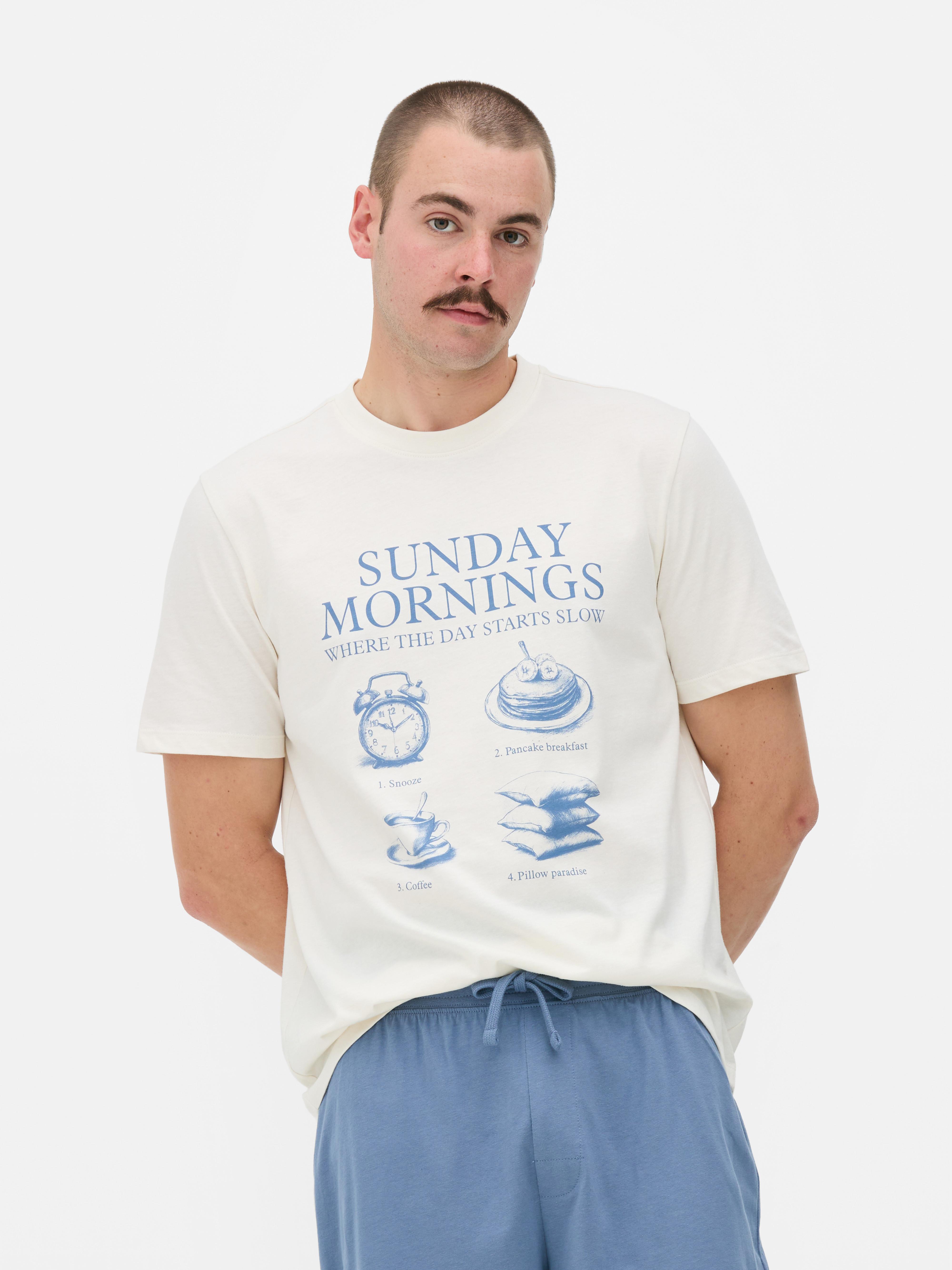 Kurzer Schlafanzug mit Sunday Morning-Print