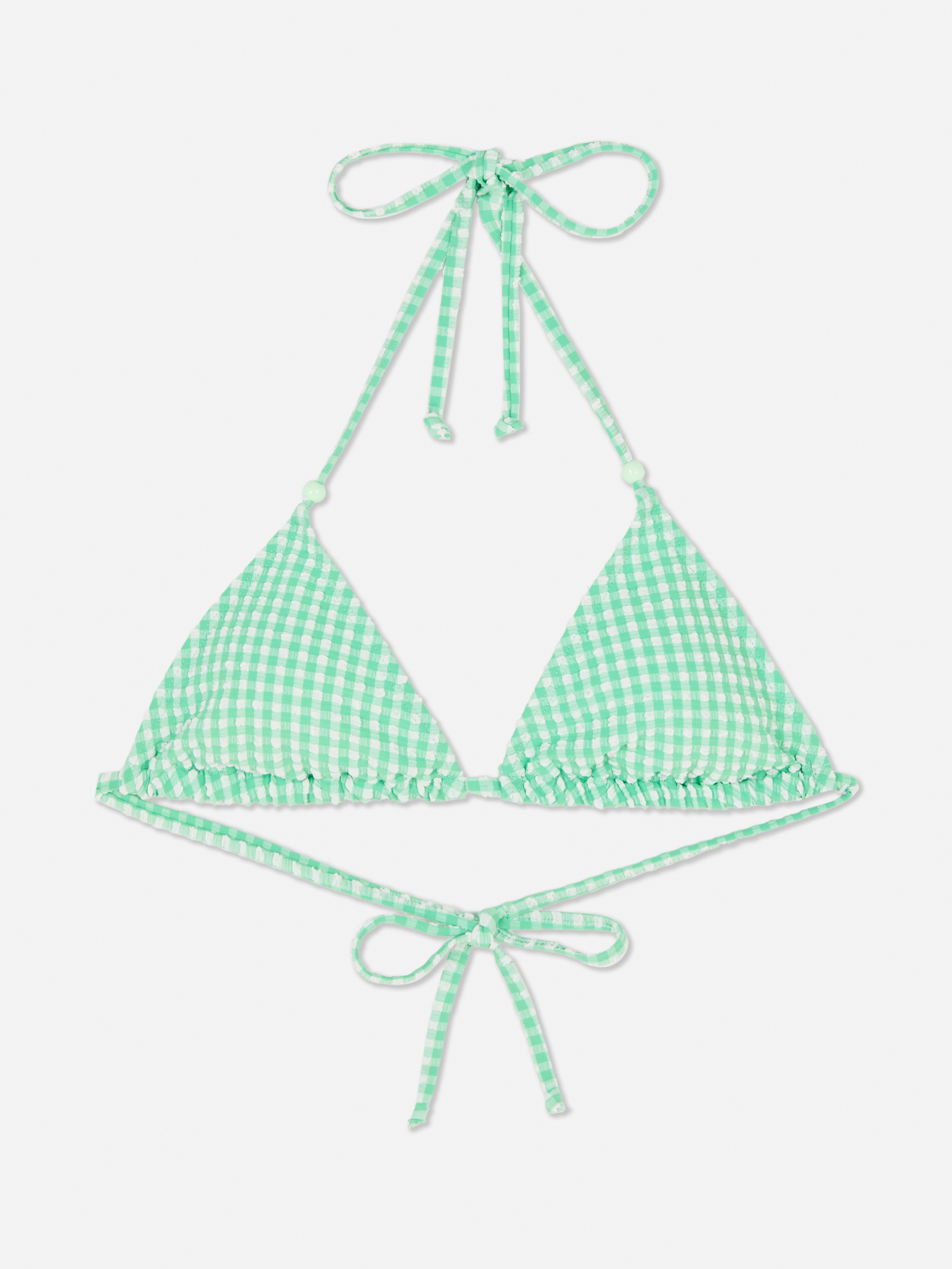 Gingham Check Triangle Bikini Top