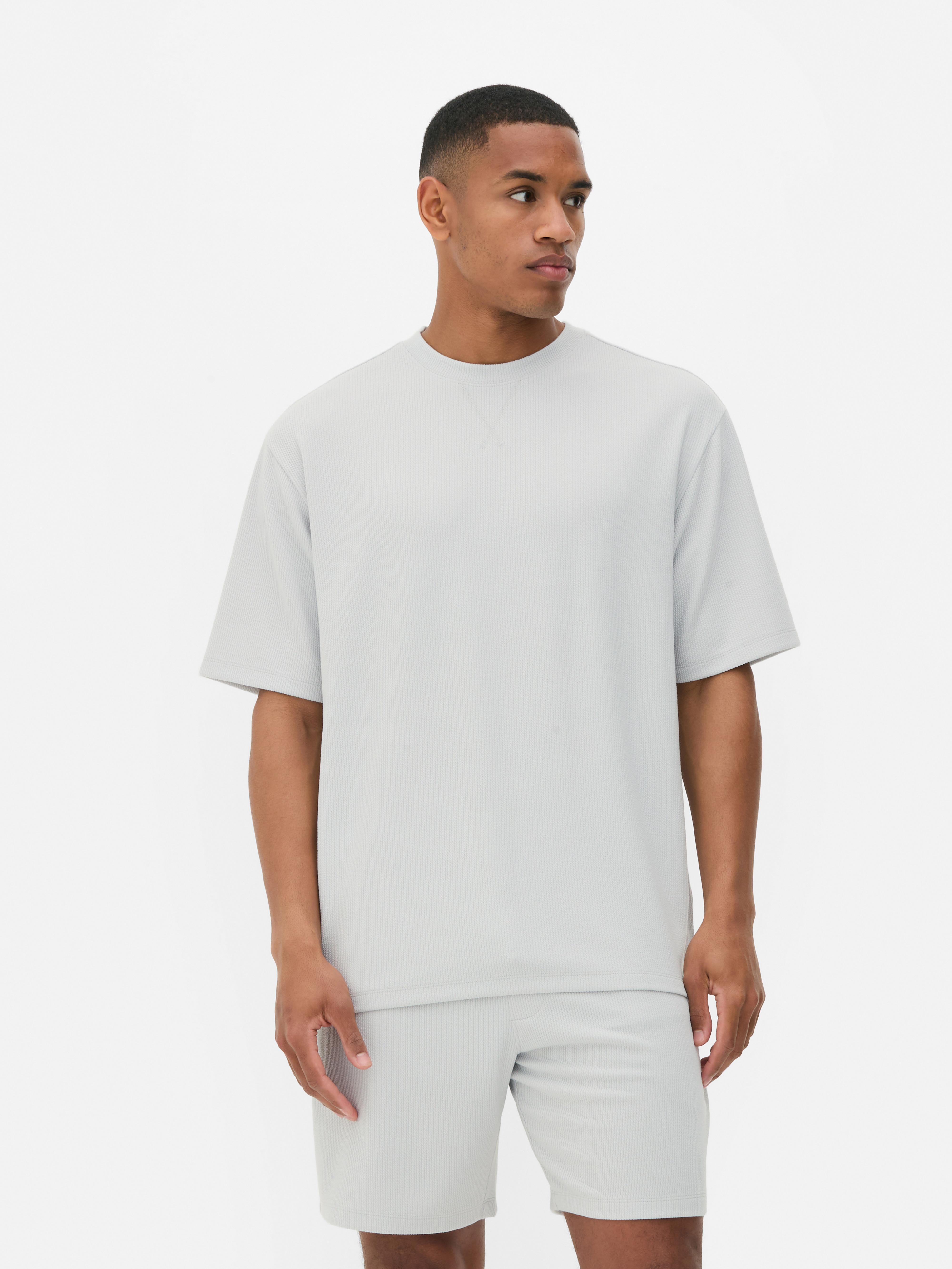 Men's Gray Textured Short Sleeve T-Shirt | Primark