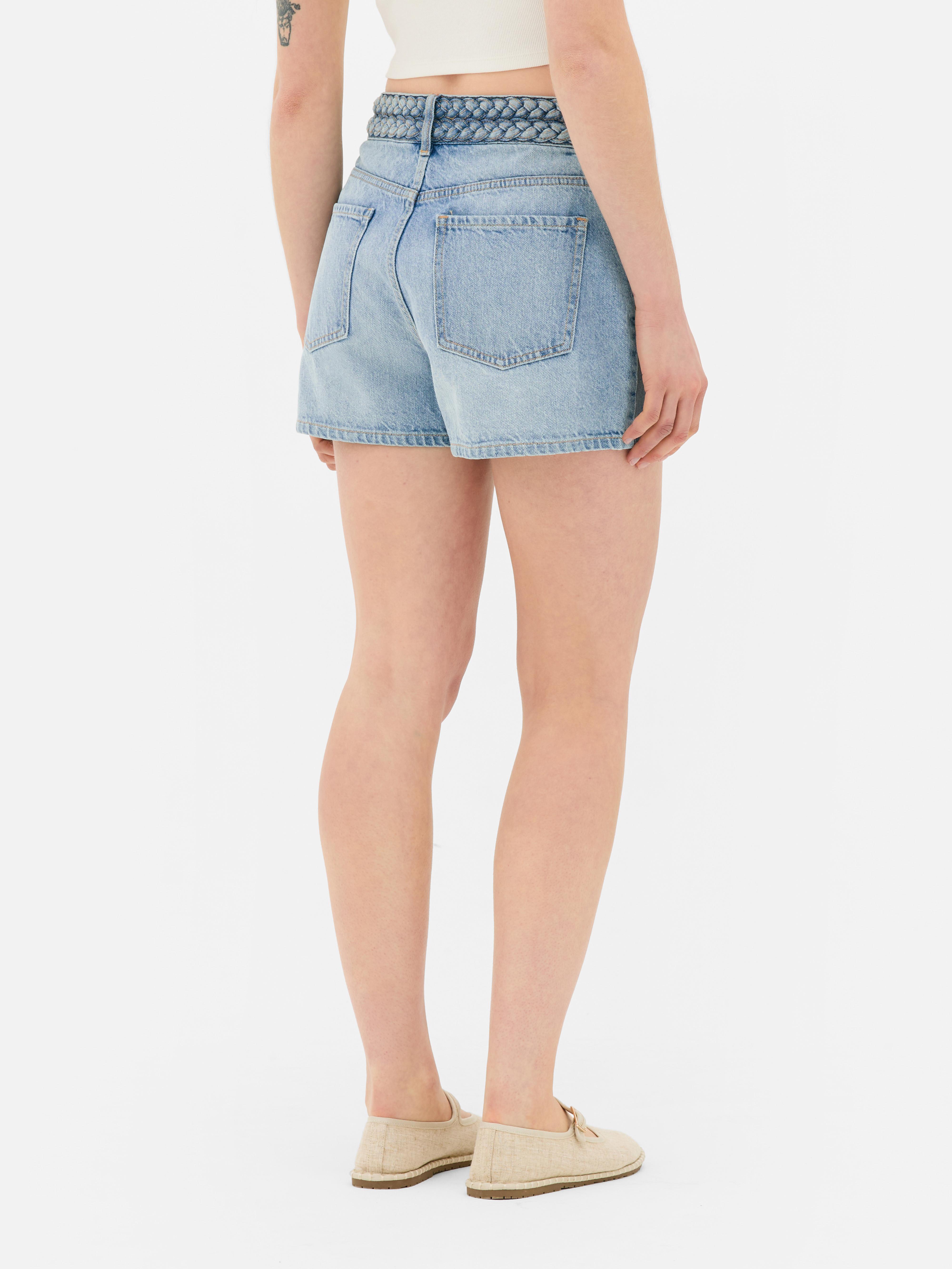 Short en jean déchiré - Bleu clair - Femme