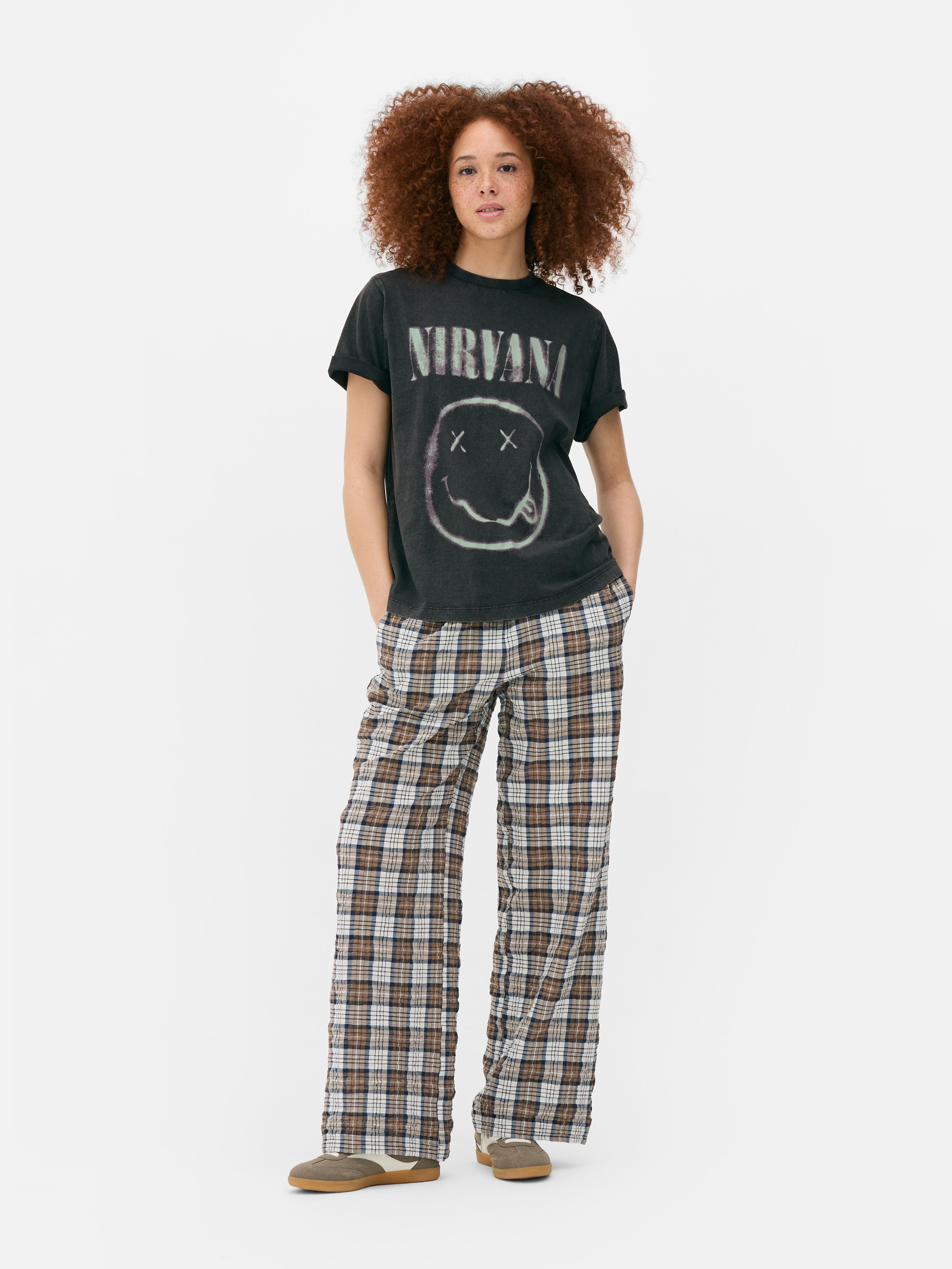 „Nirvana“ T-Shirt mit Rundhalsausschnitt und Grafik