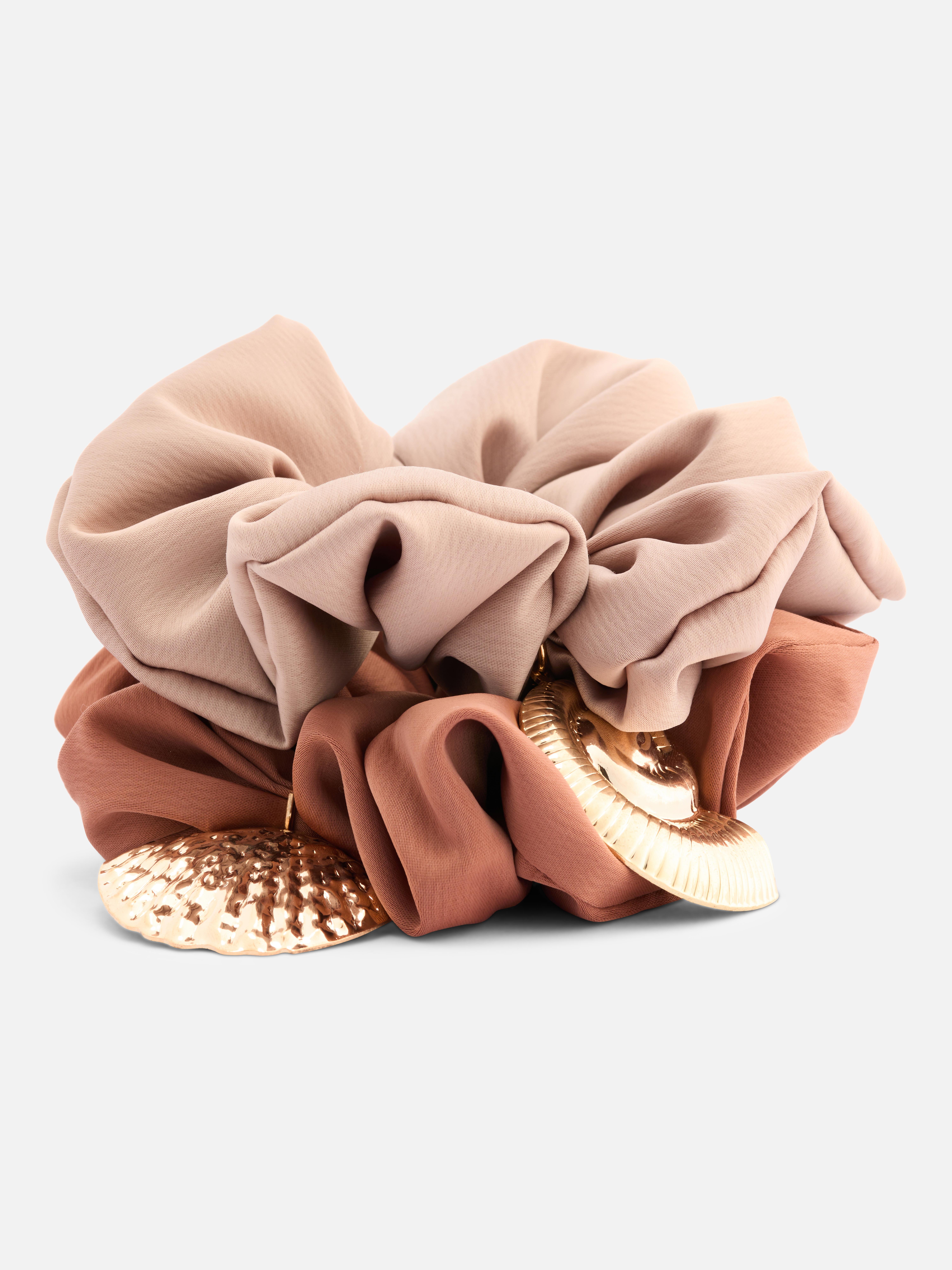 Haarscrunchies met schelpbedel, set van 2