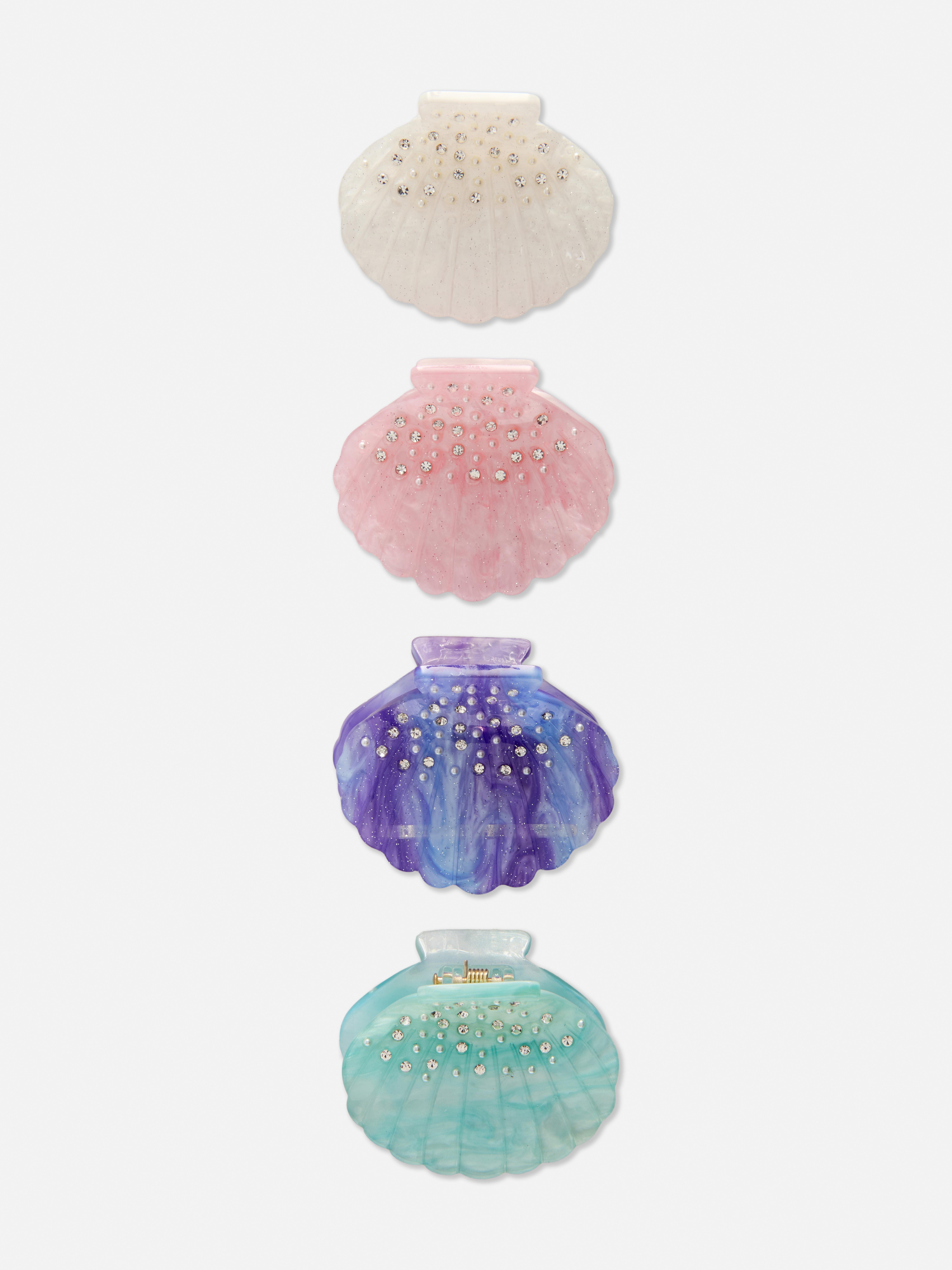 Haarklemmen in de vorm van schelpen, set van 4