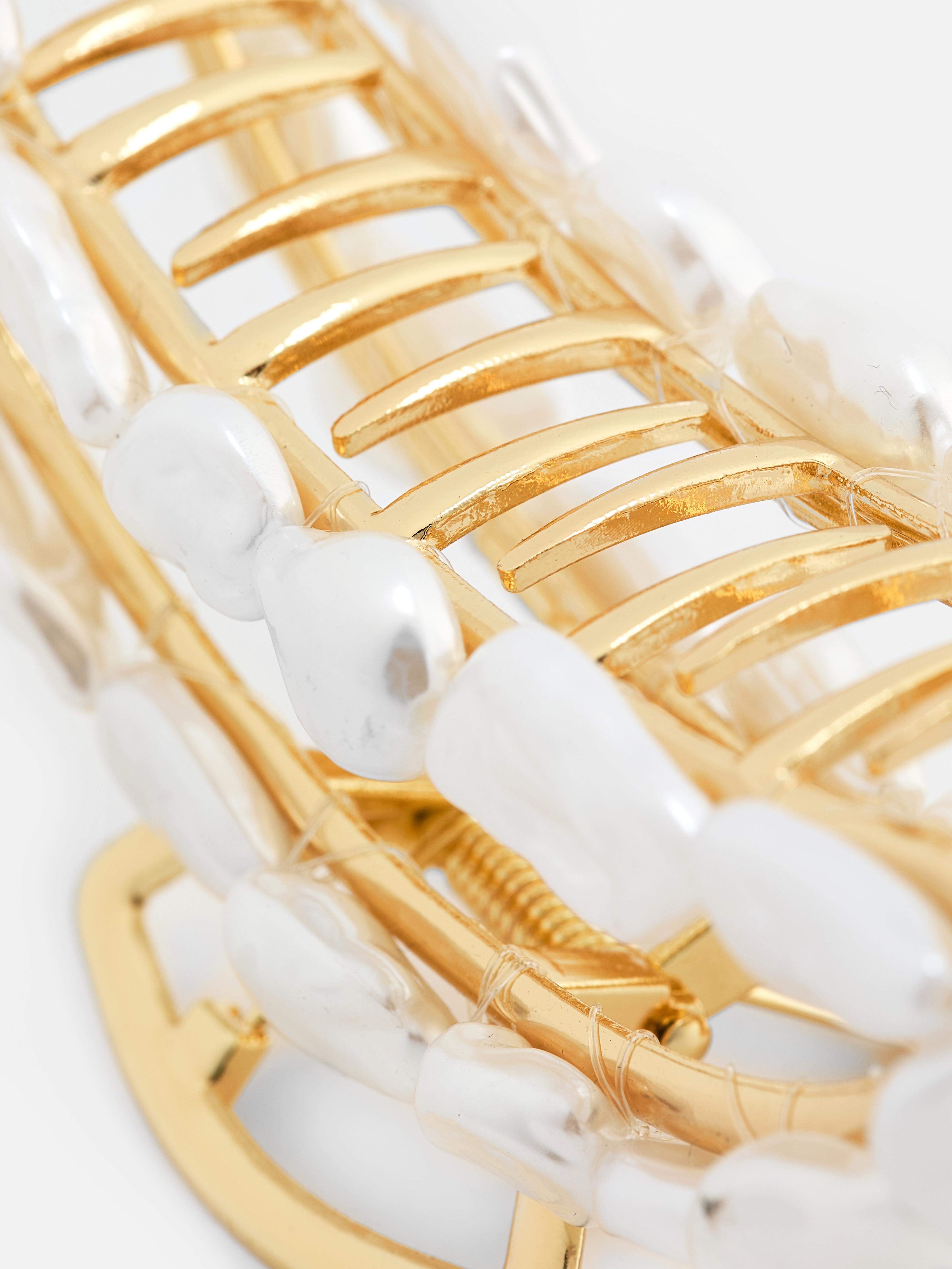Metallic Bulldog Clip with Faux pearls