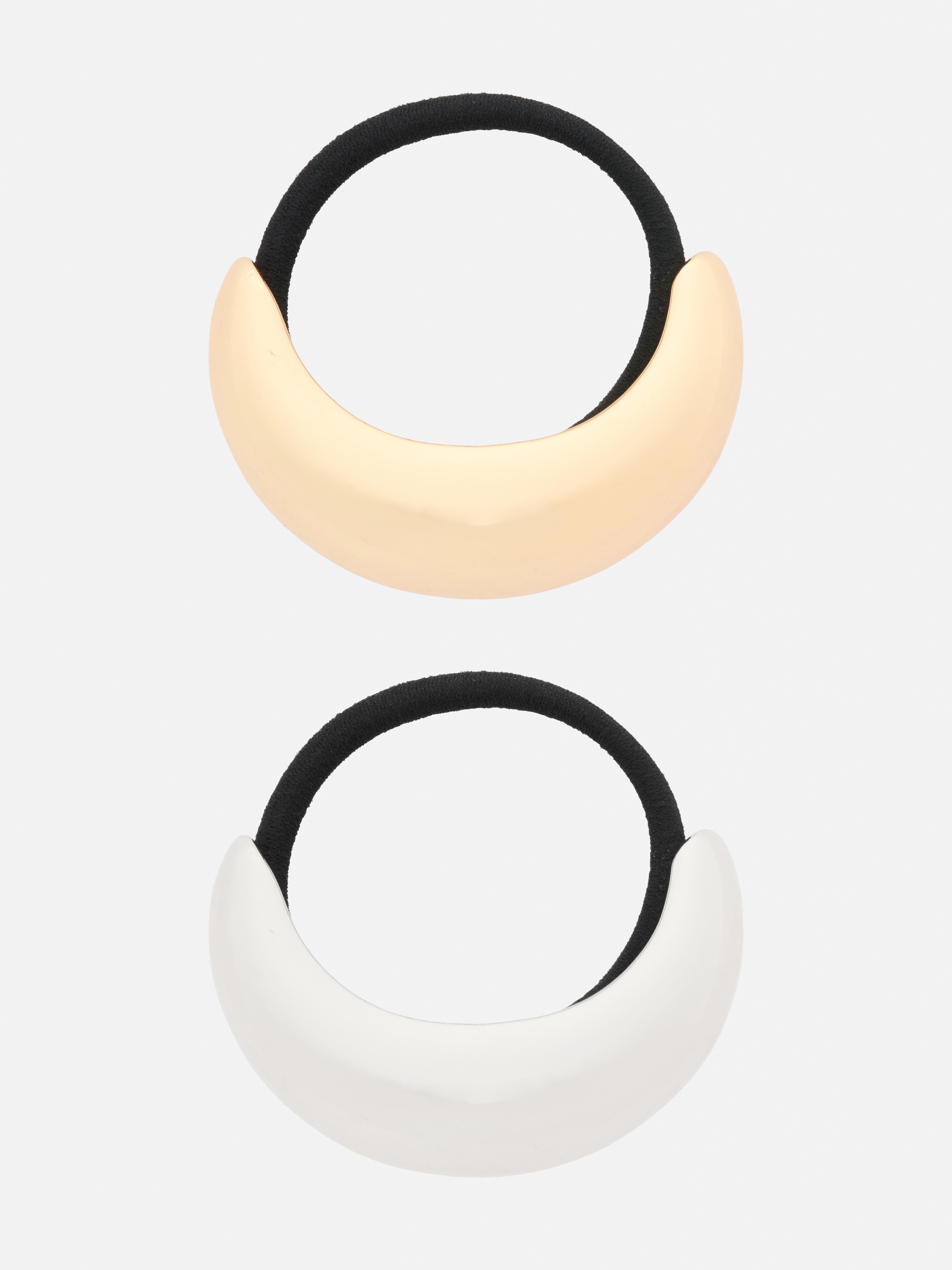 Dikke metallic haarelastiekjes, set van 2