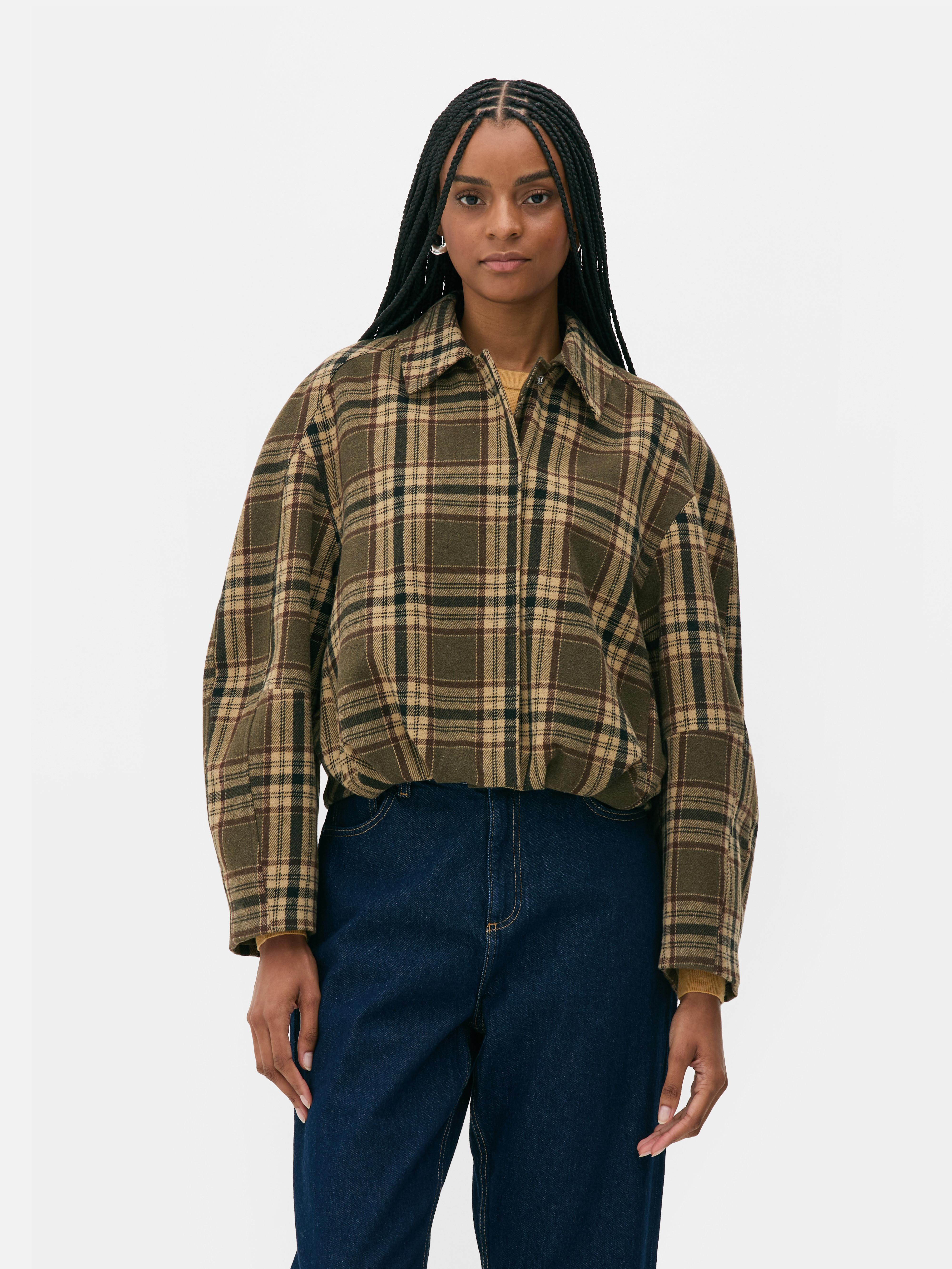 Karierte Jacke mit Ballonsaum