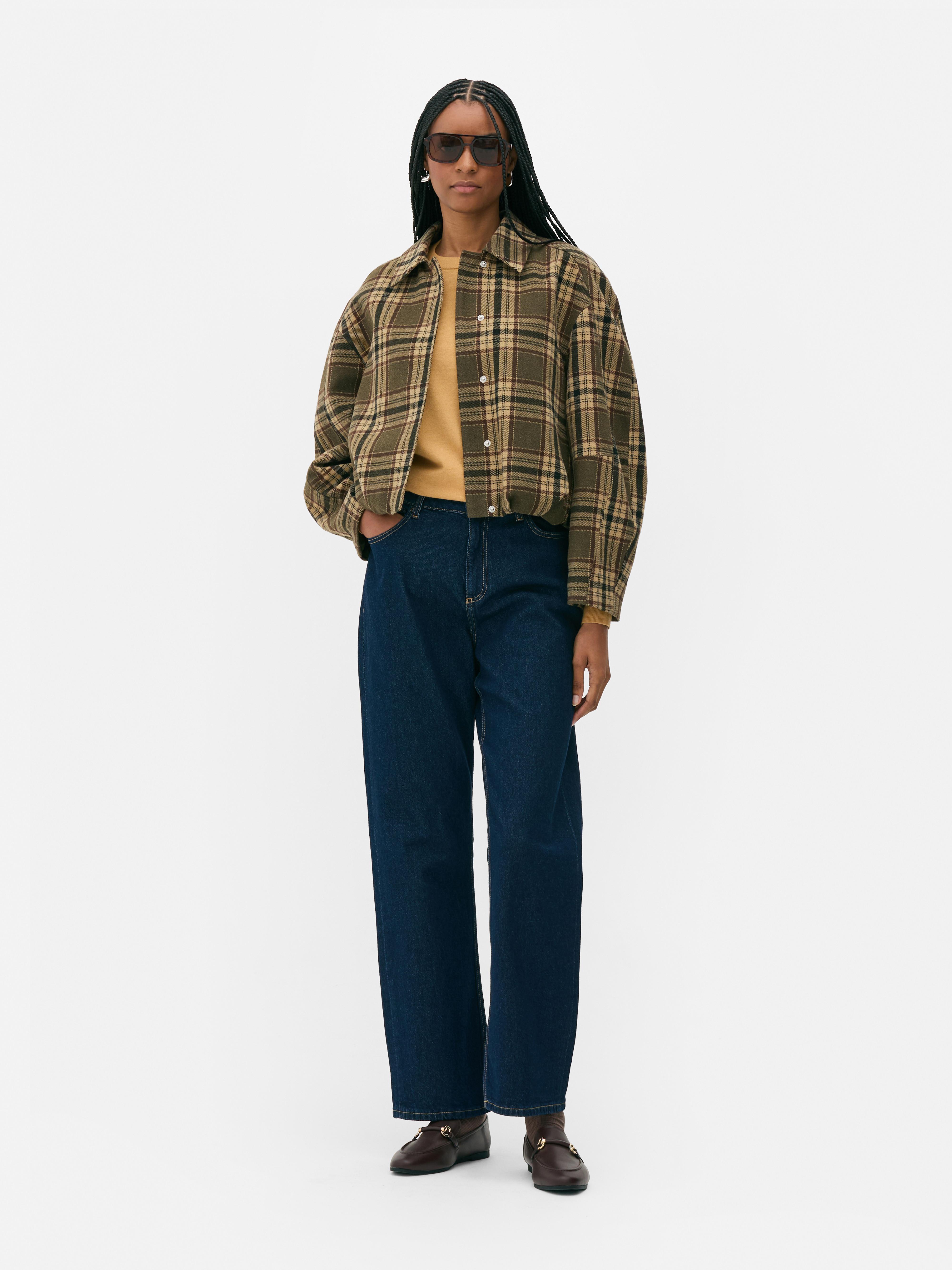 Check Bubble Hem Jacket