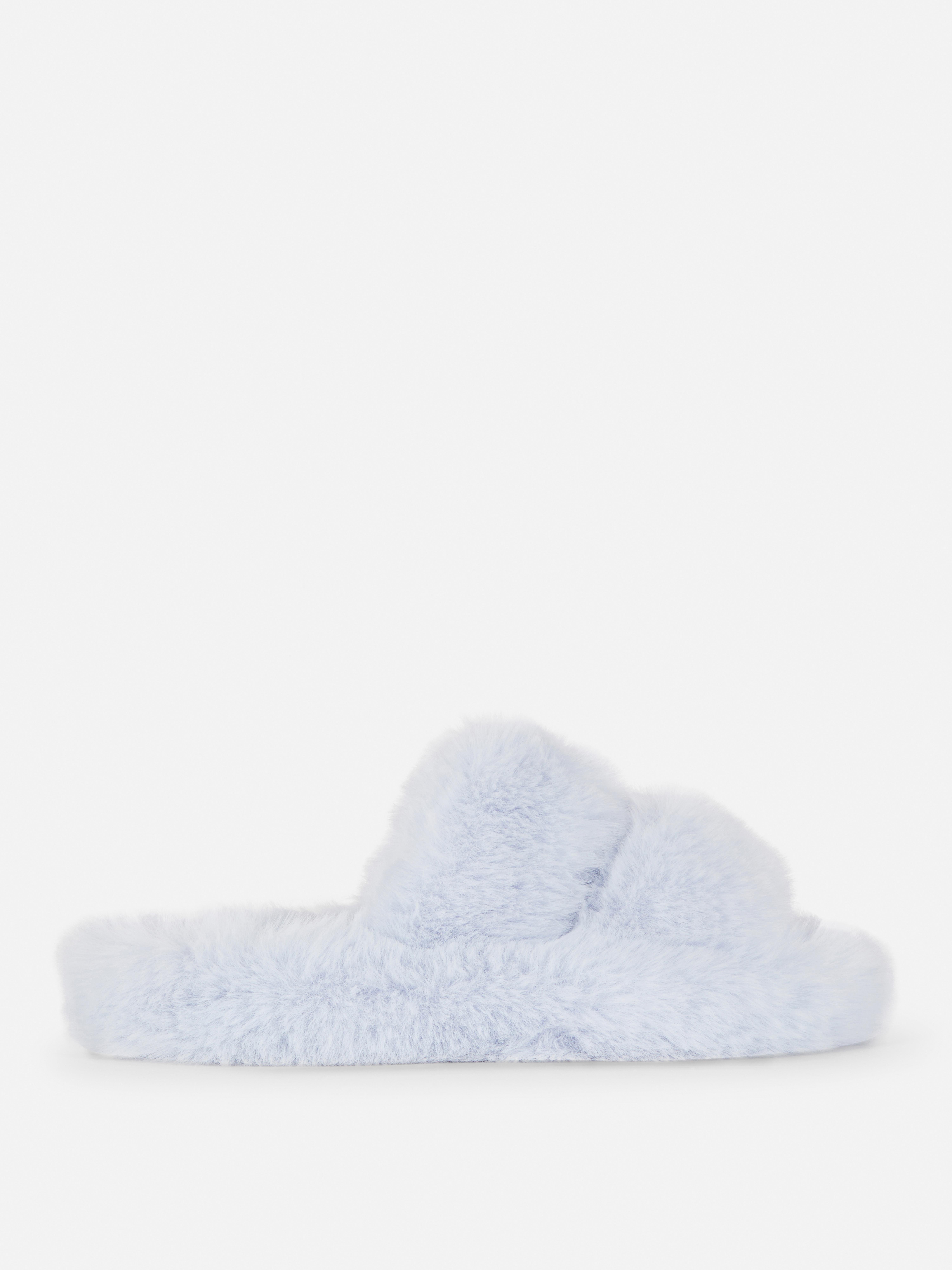 Double Strap Fluffy Slippers