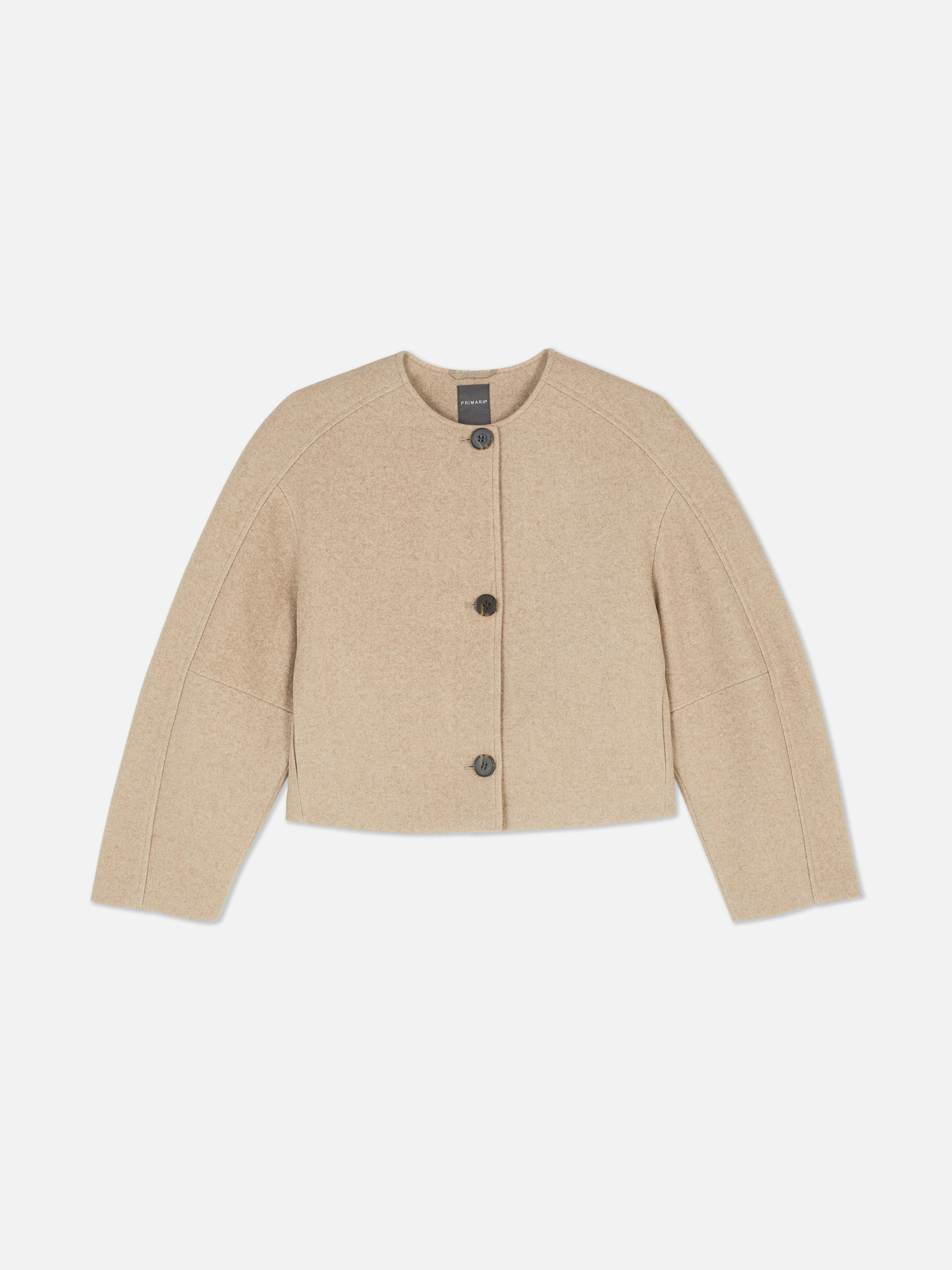 Kragenlose Jacke mit Ballonärmeln