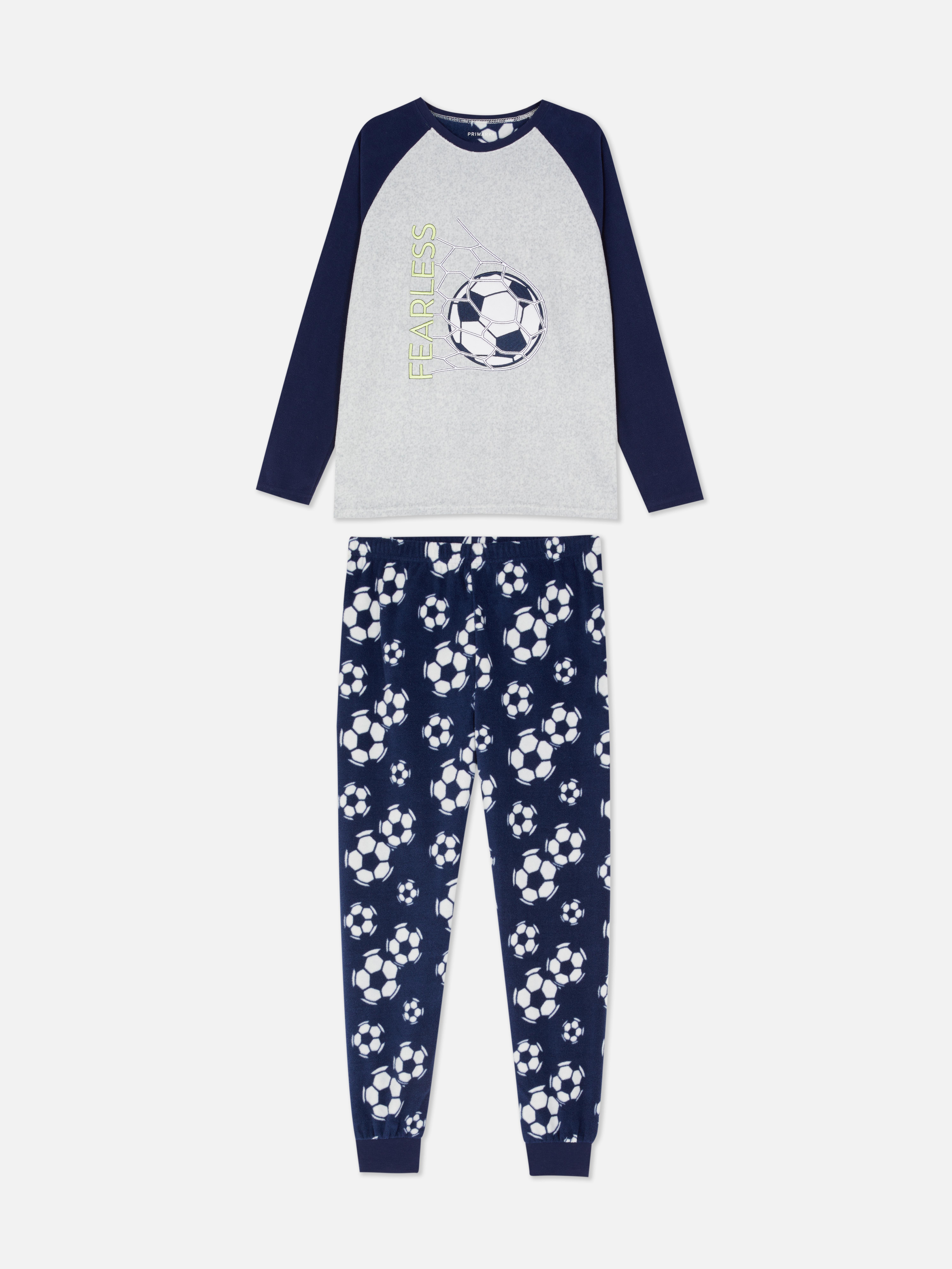 Fleece pyjama met voetbalprint