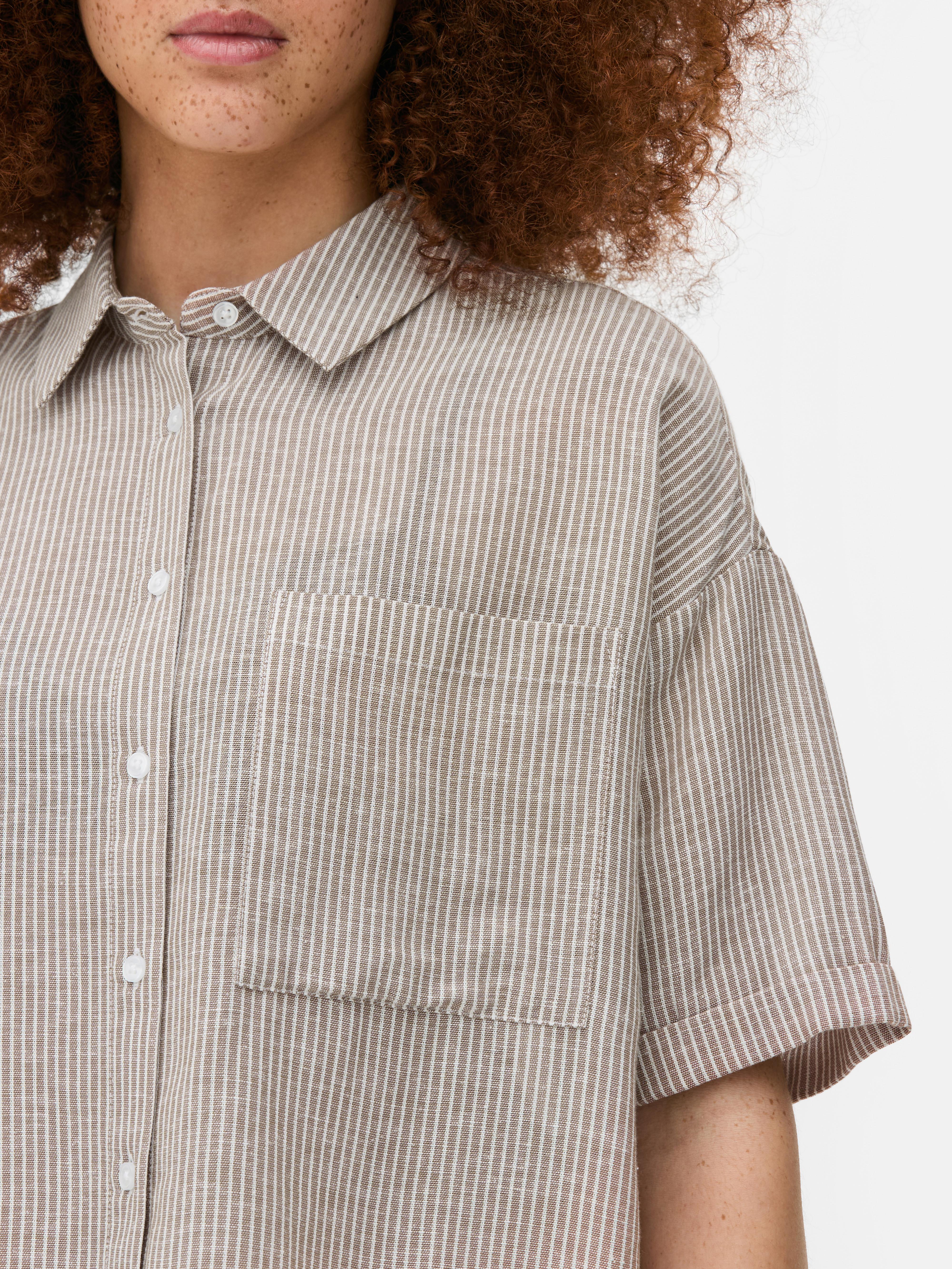 Camicia corta in misto lino