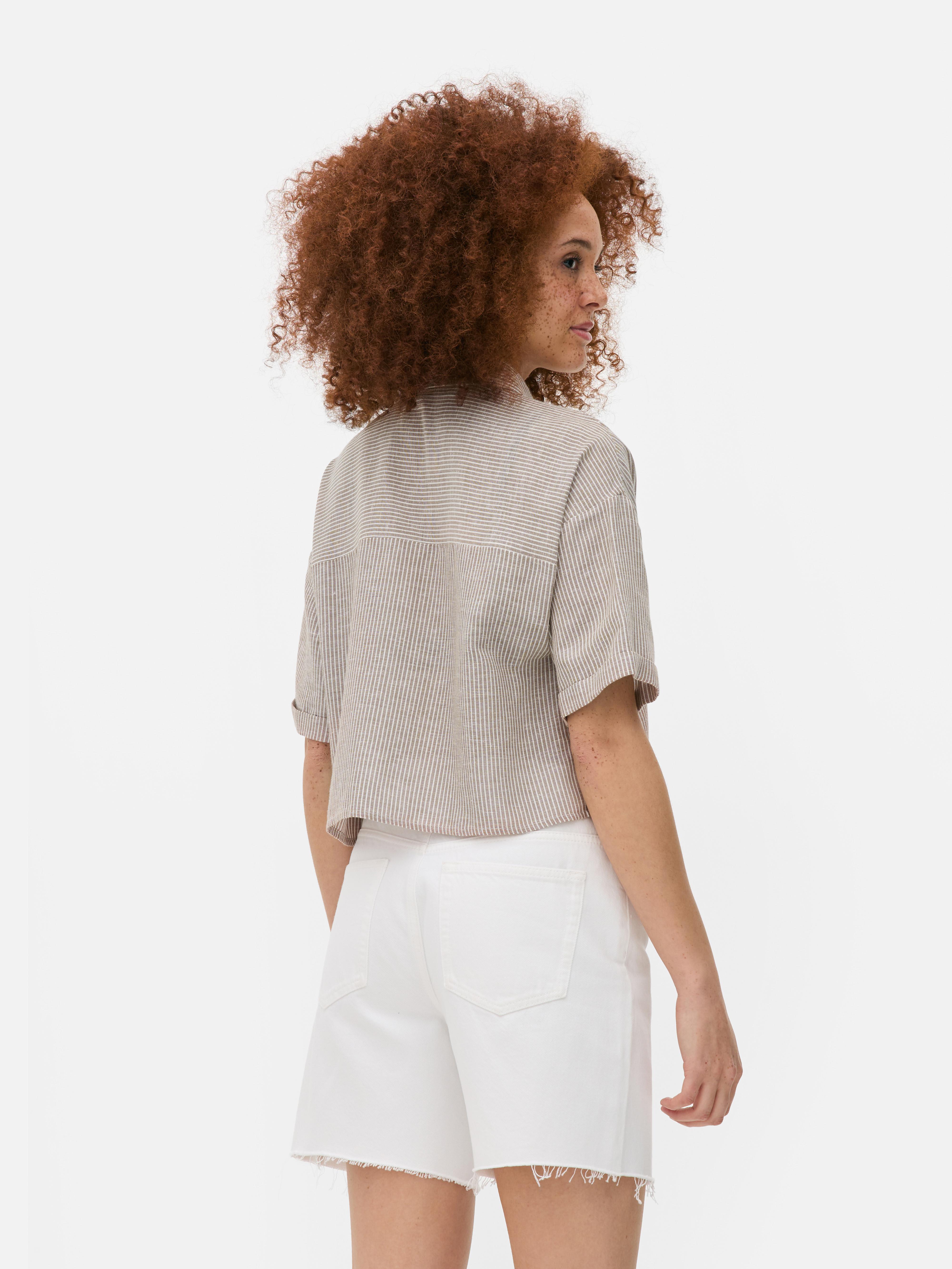 Camicia corta in misto lino