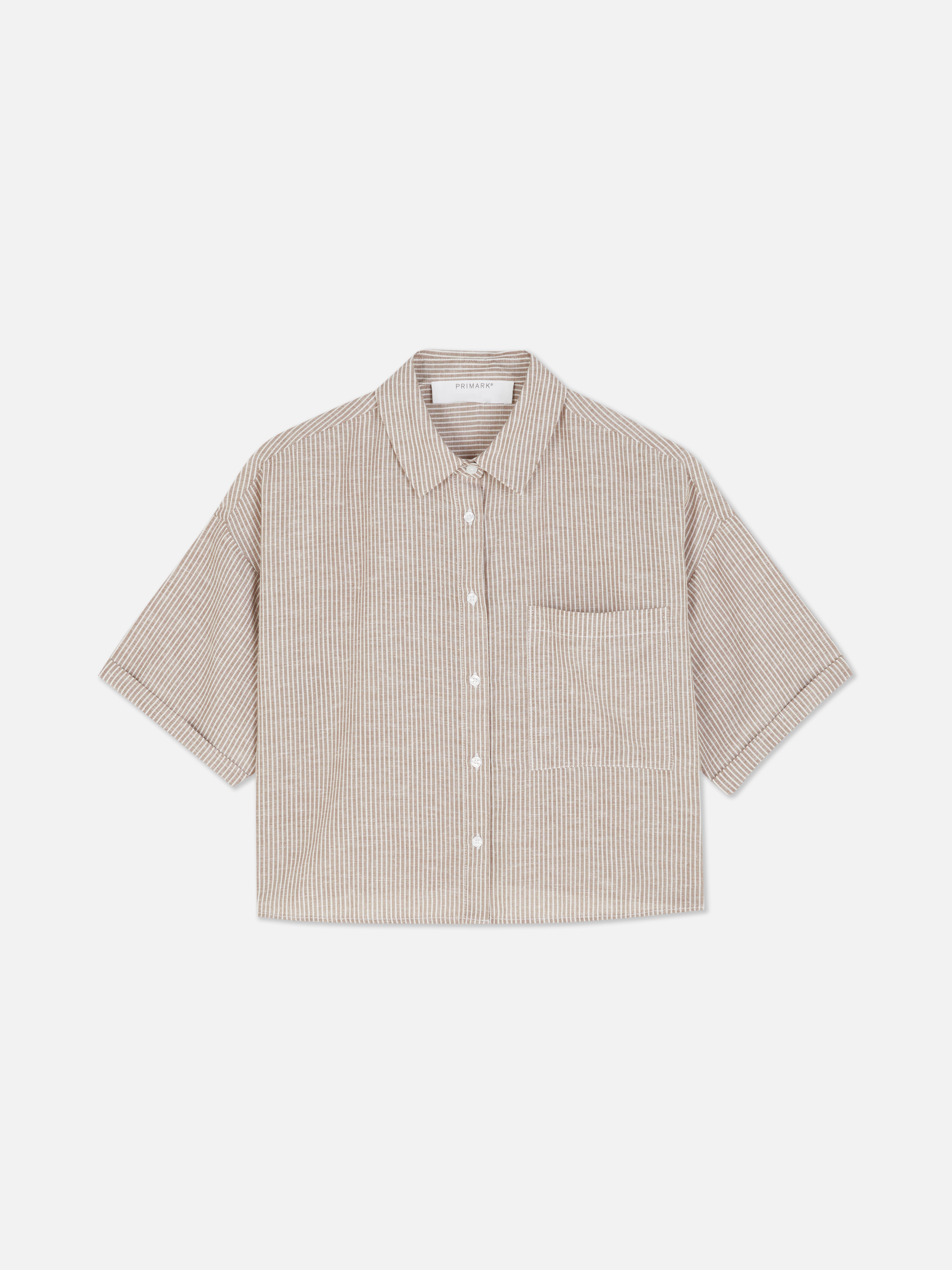 Camicia corta in misto lino