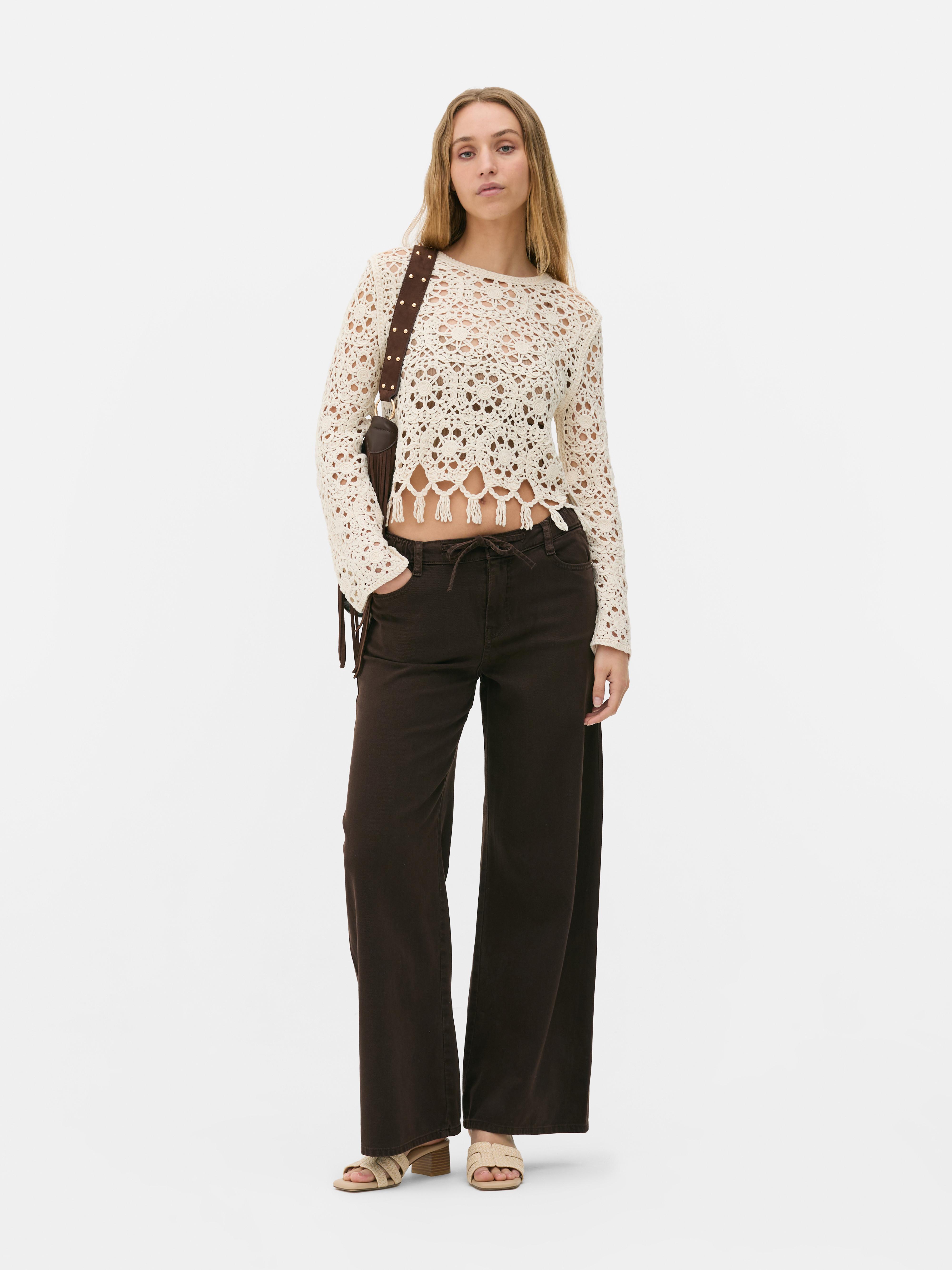 Crochet Bell Sleeve Crop Top