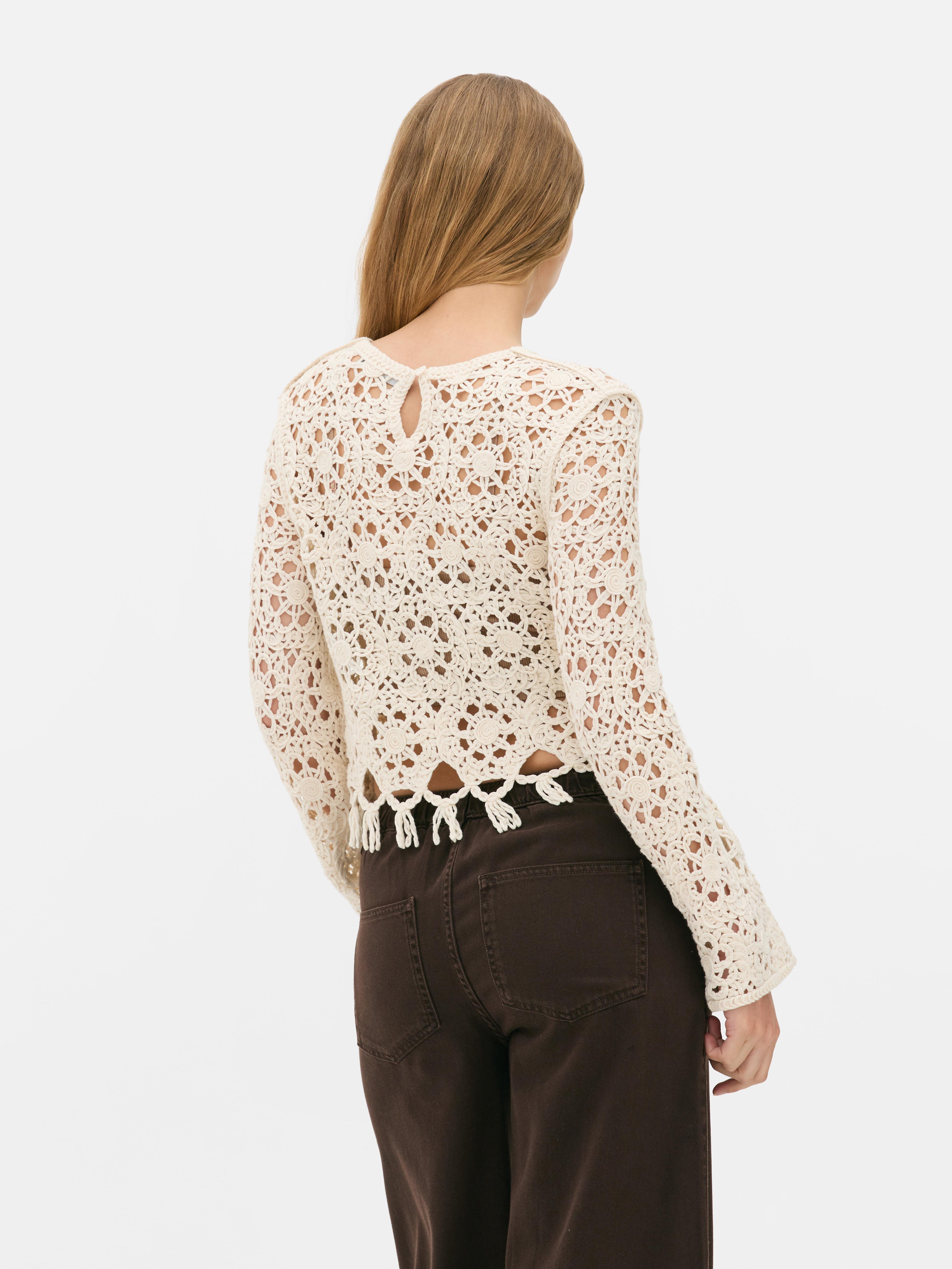 Crochet Bell Sleeve Crop Top