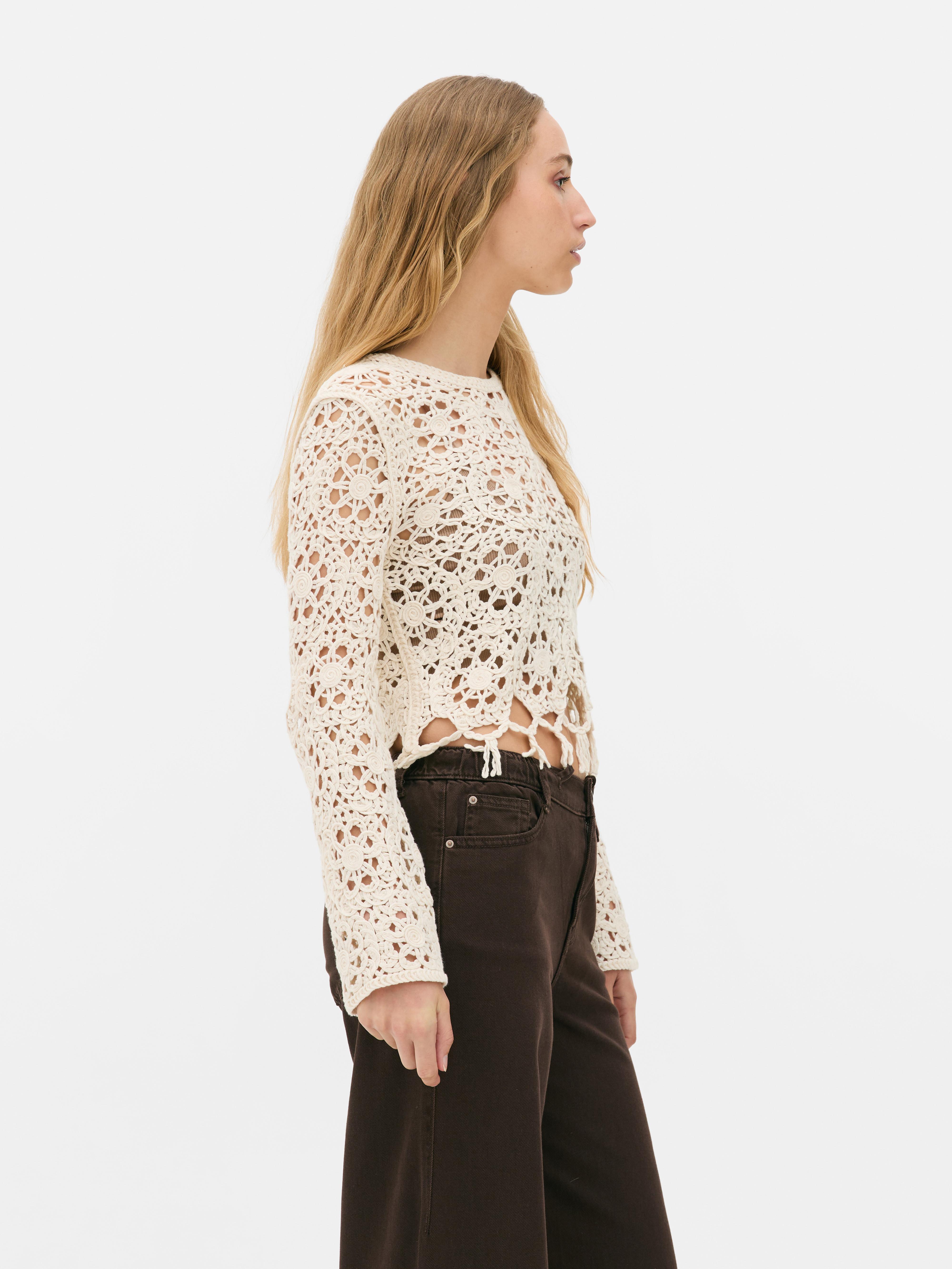 Crochet Bell Sleeve Crop Top