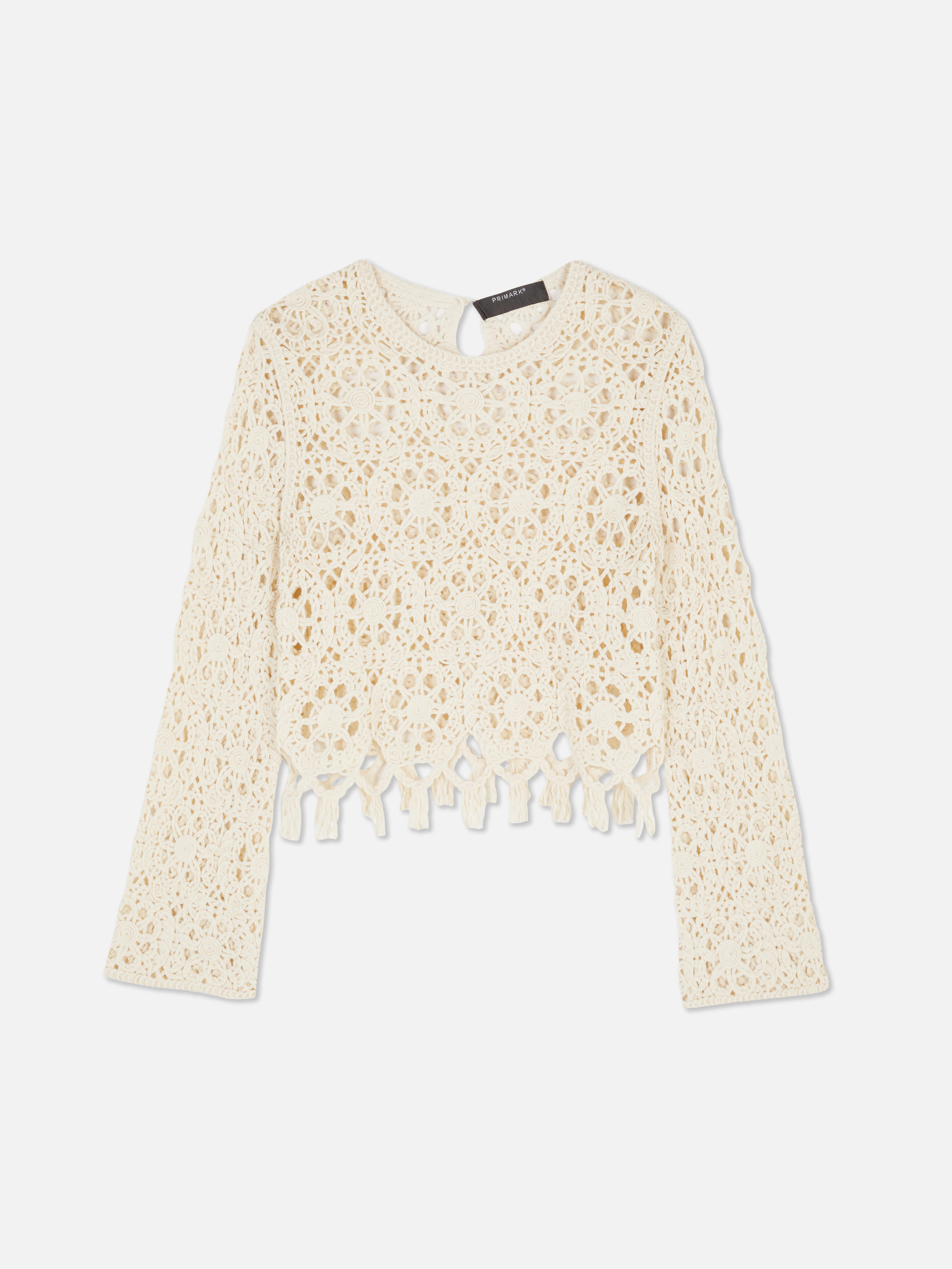 Crochet Bell Sleeve Crop Top