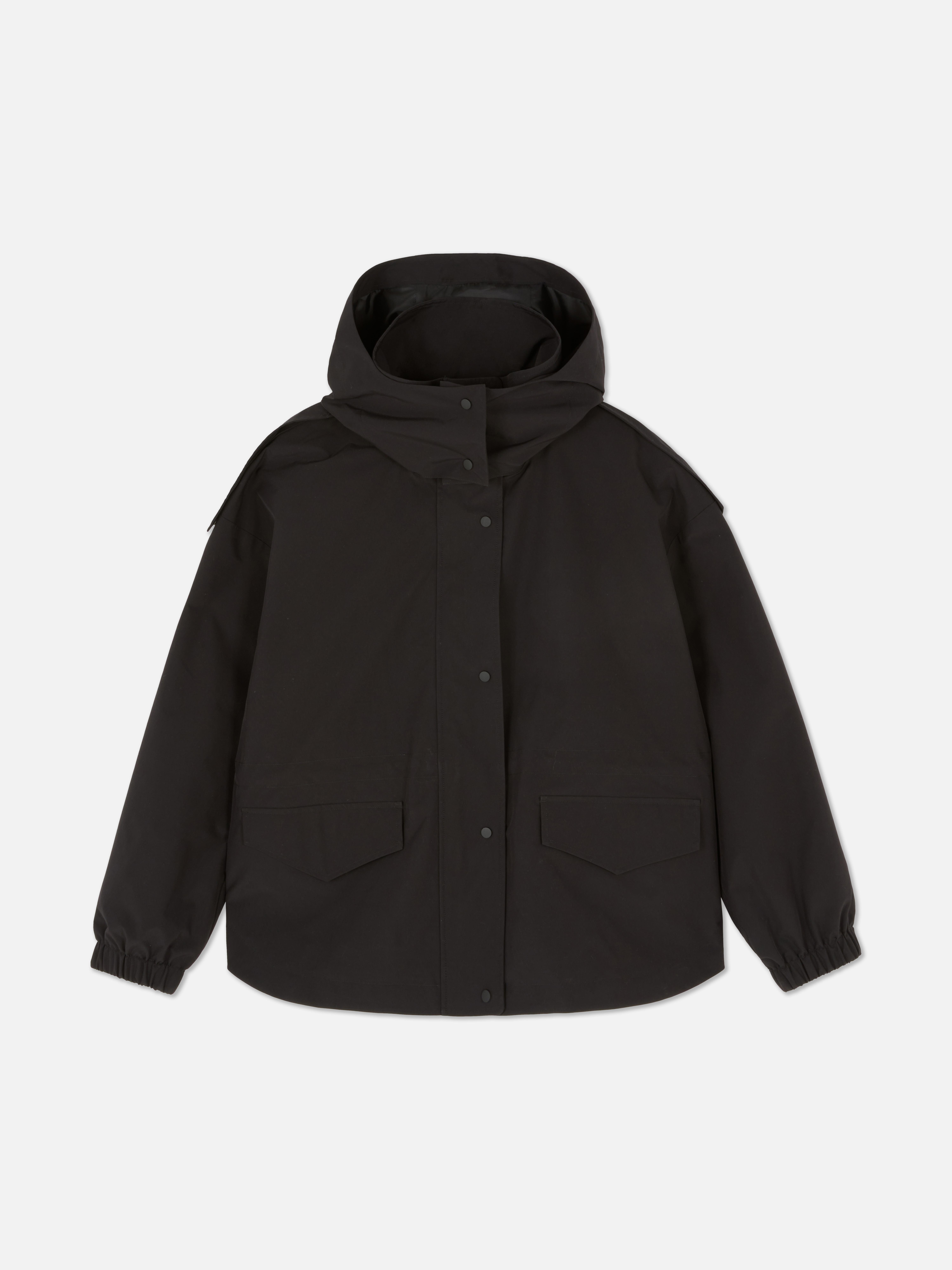 Korte parka met trekkoord in de taille