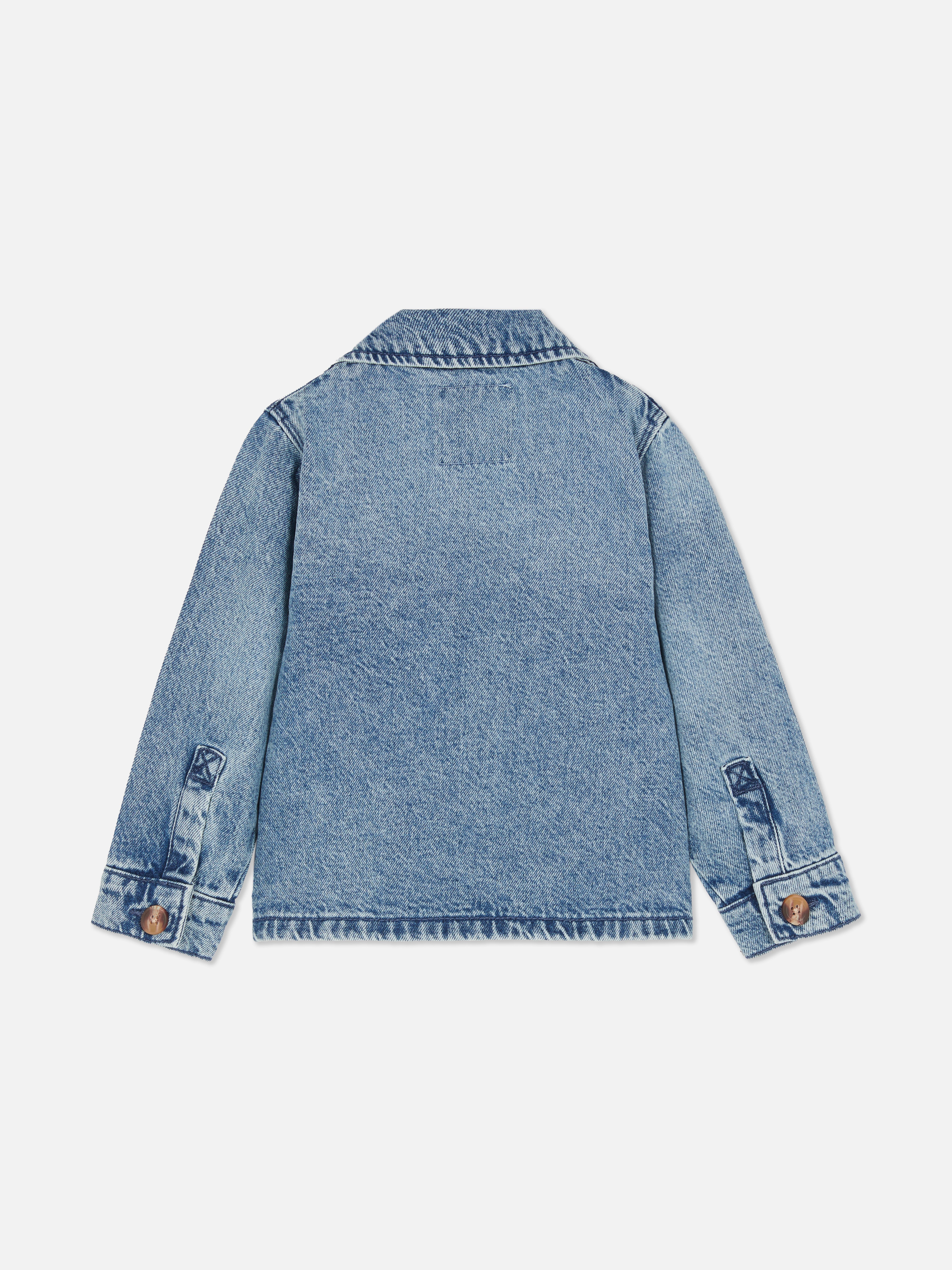 1.5-8yrs | Cropped Double-Breasted Denim Trench Coat