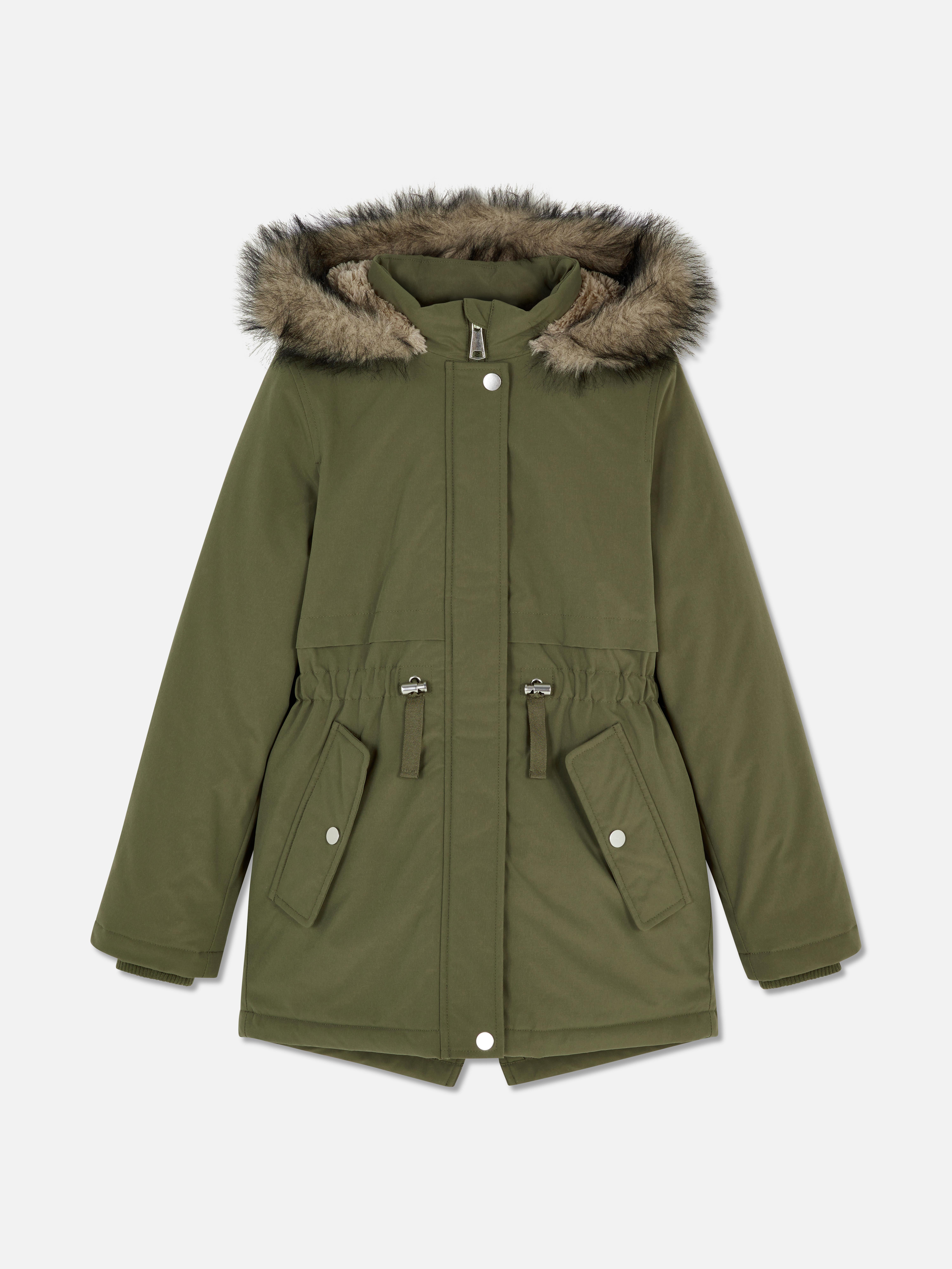 トップス H&A FLEECE VEIL FRILL DRESS PARKA Solid Built-Up Hooded Parka