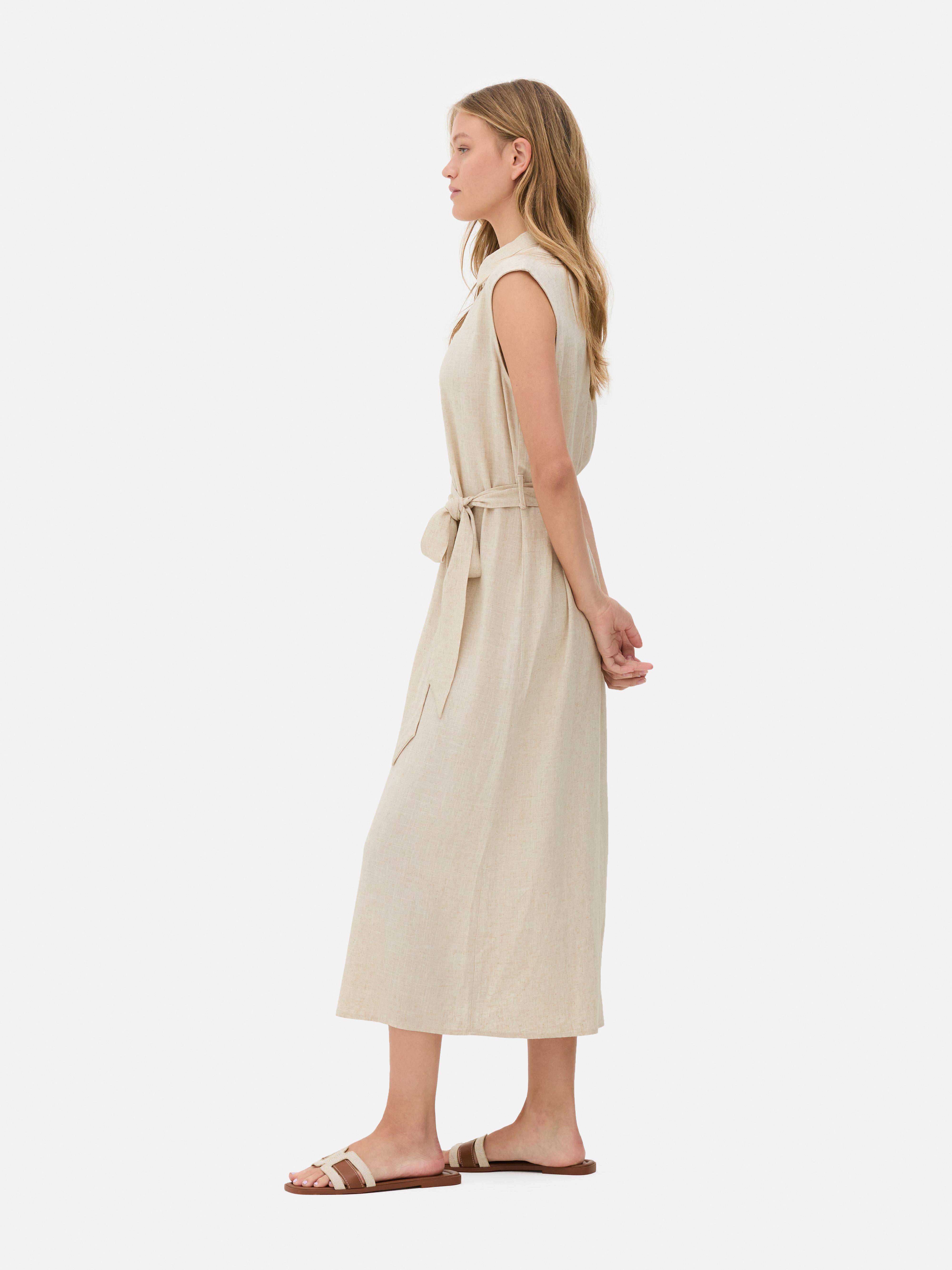 Vestido camiseiro midi c/ cinto