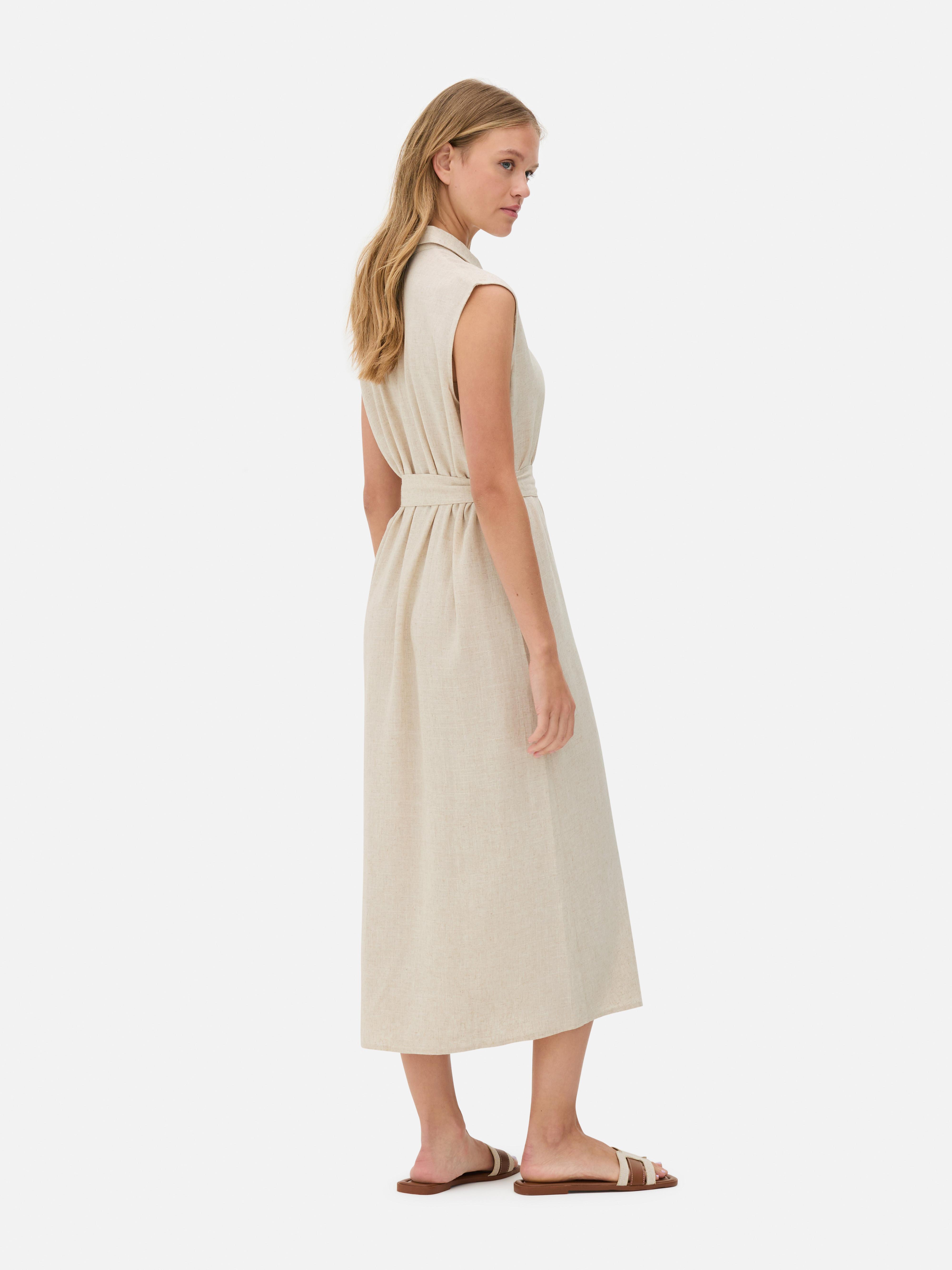 Vestido camiseiro midi c/ cinto