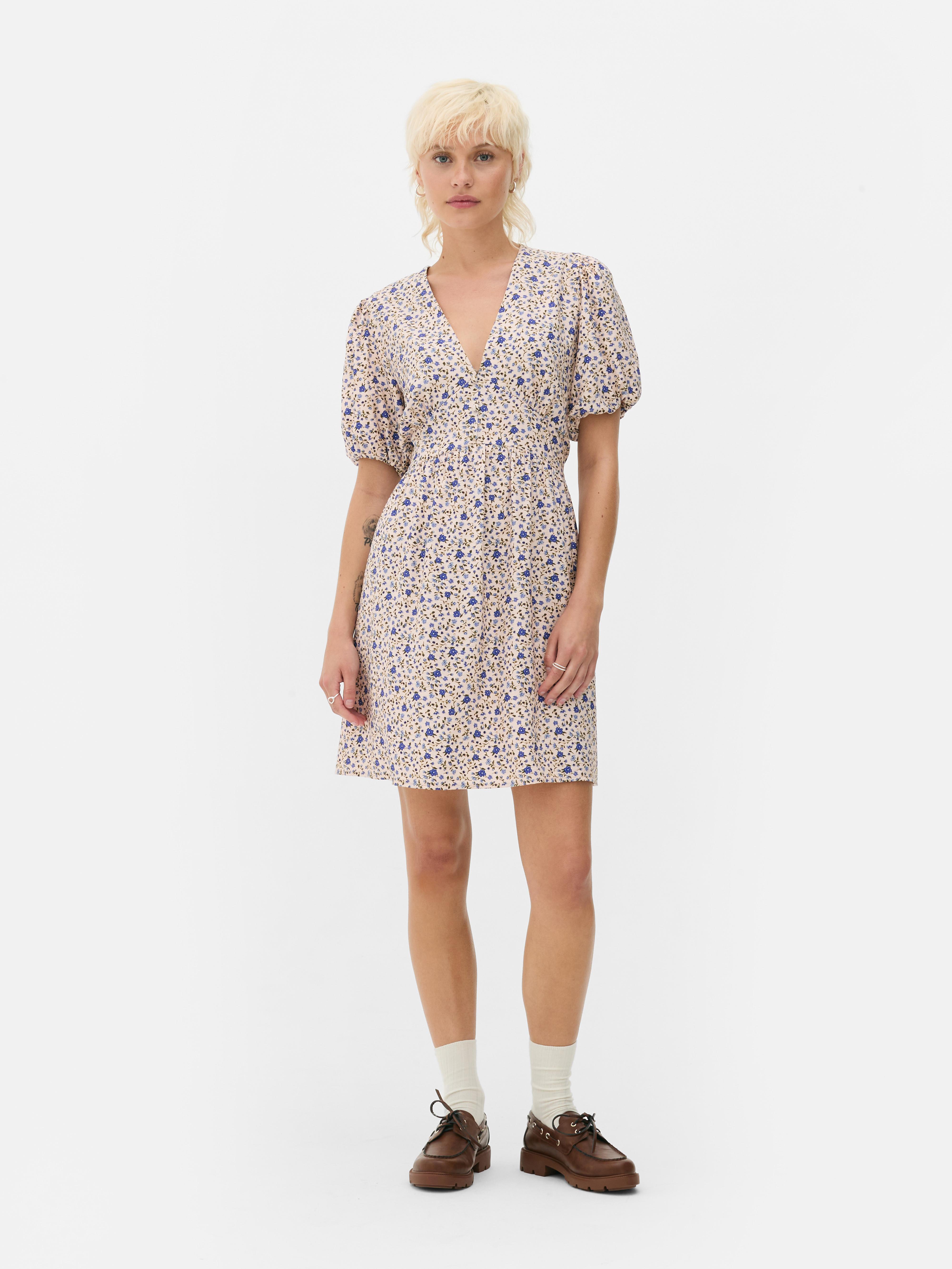 Puff Sleeve Mini Dress