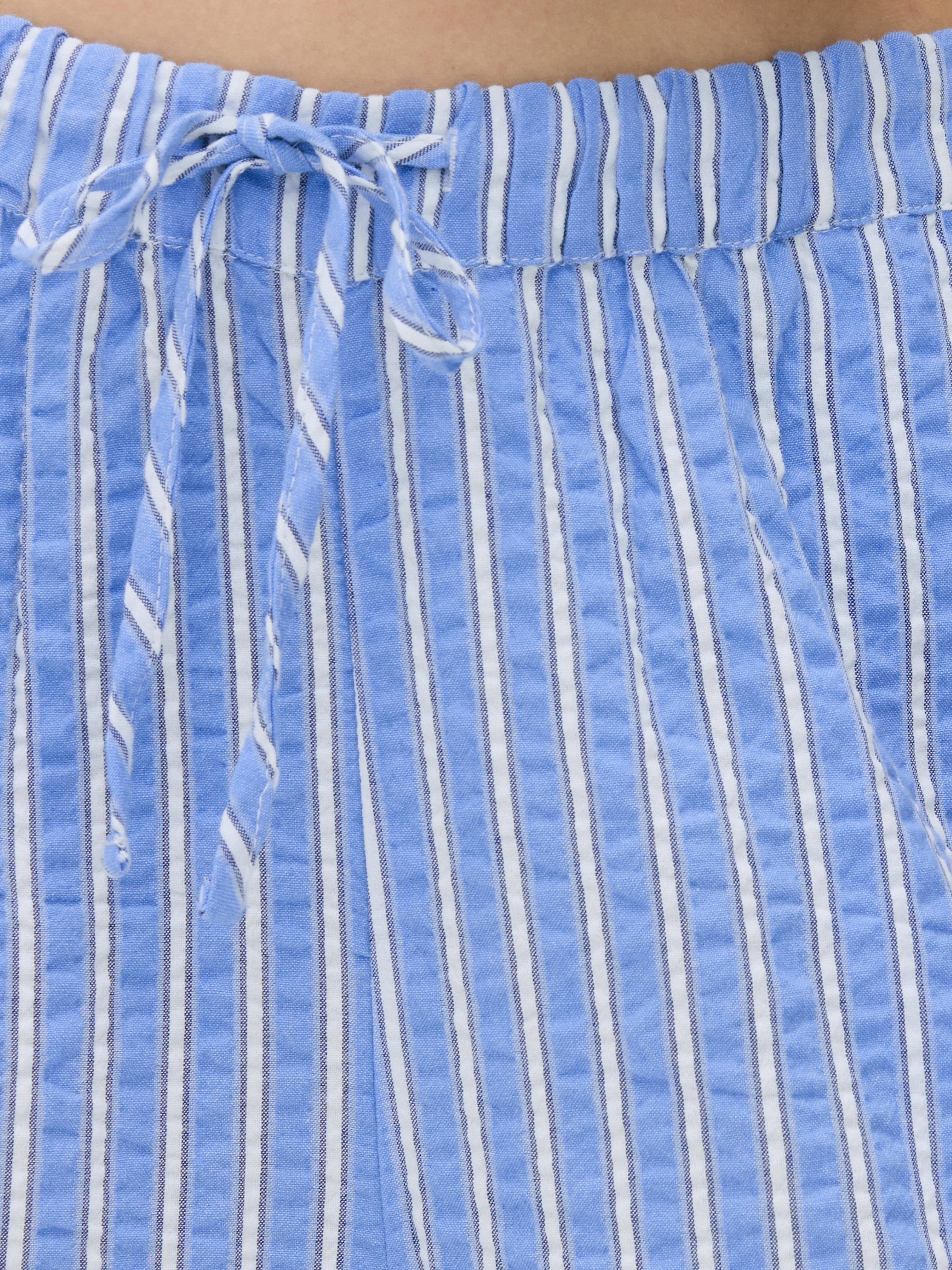 Pantaloni în dungi din material încrețit