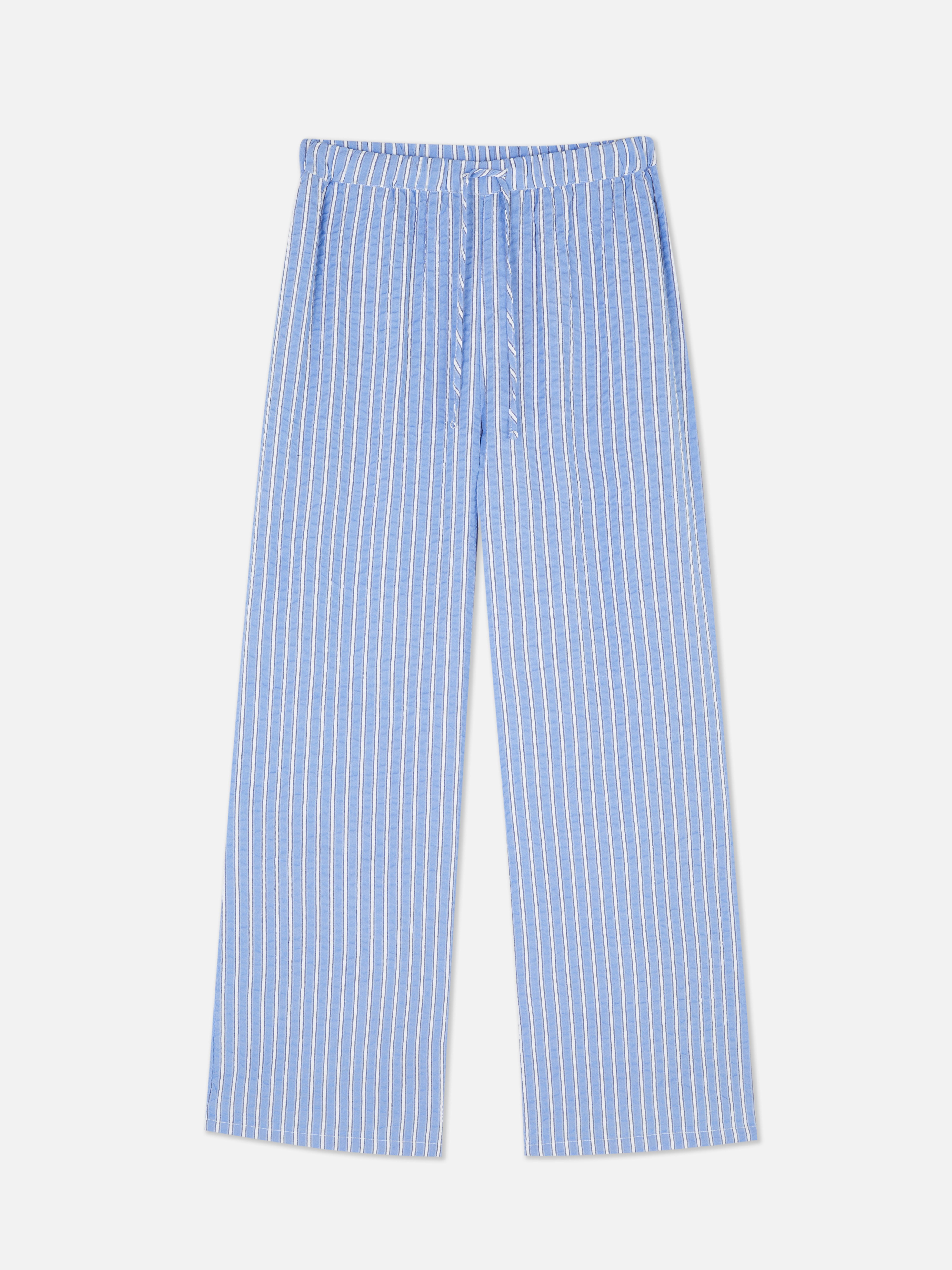 Pantaloni în dungi din material încrețit