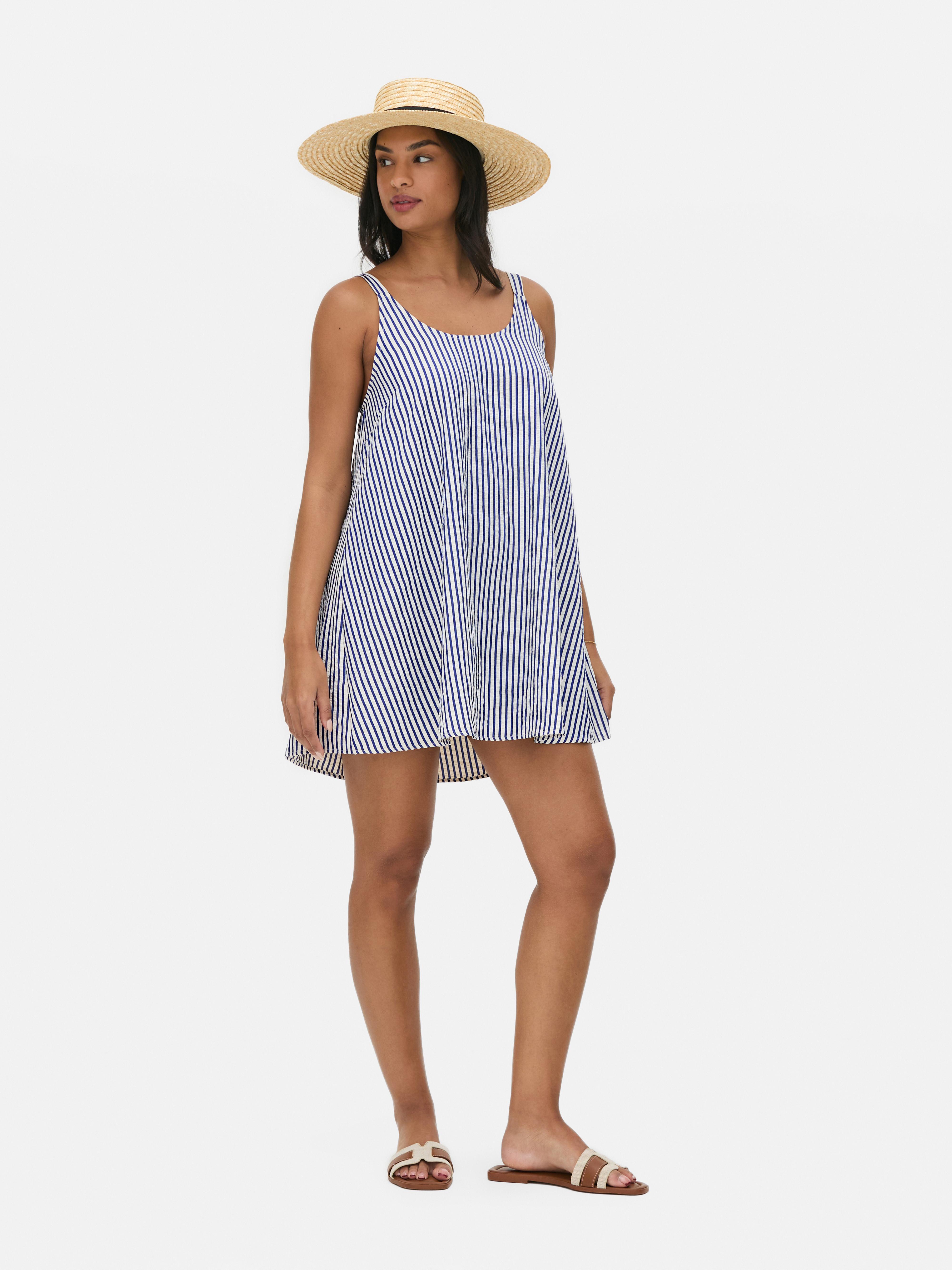 Strappy Seersucker Mini Dress