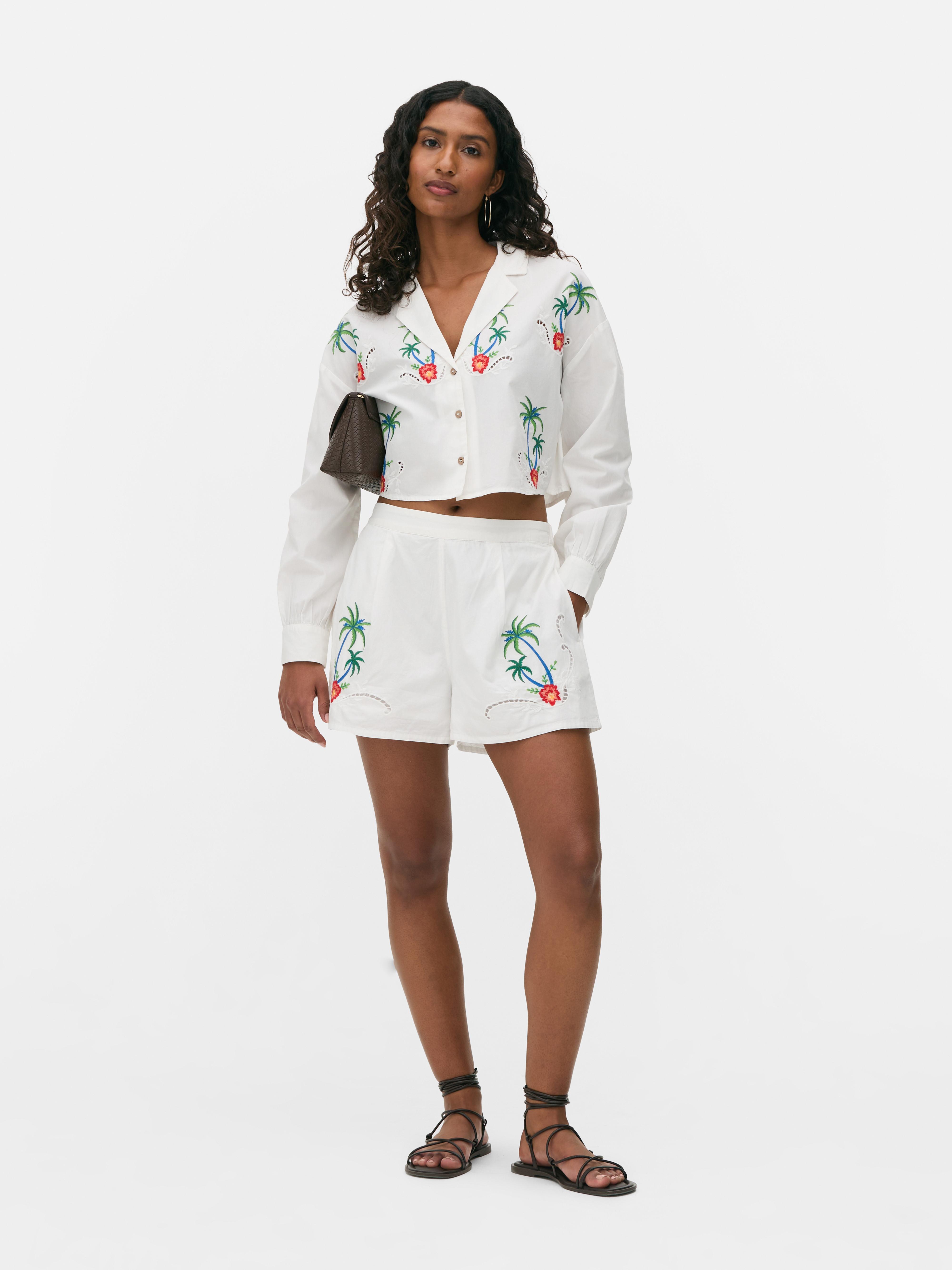 Tropical Embroidered Shorts