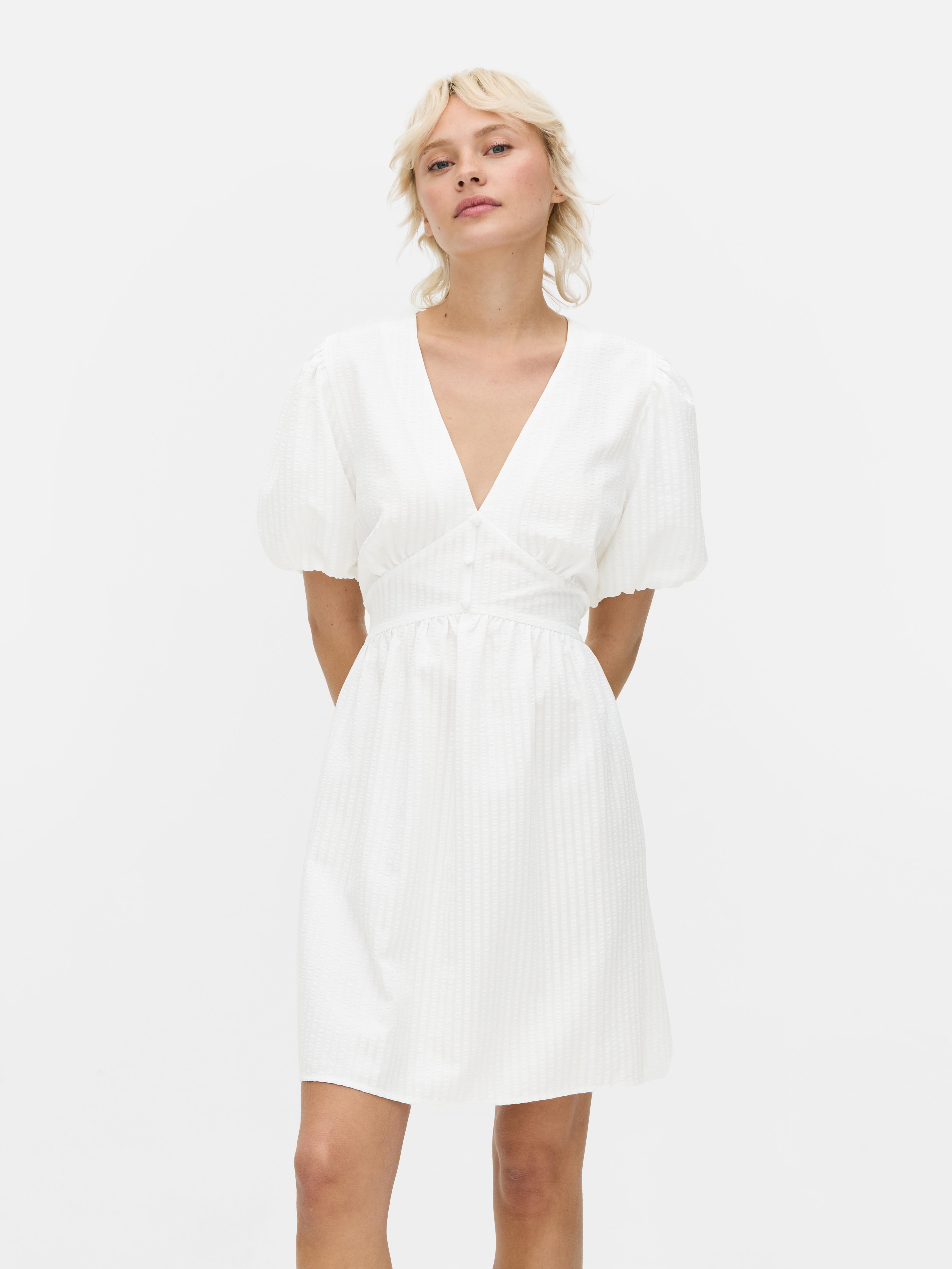 ワンピース ETMON Square Puff Mini Dress, White Women's White Bodice Detail Mini Dress | Primark
