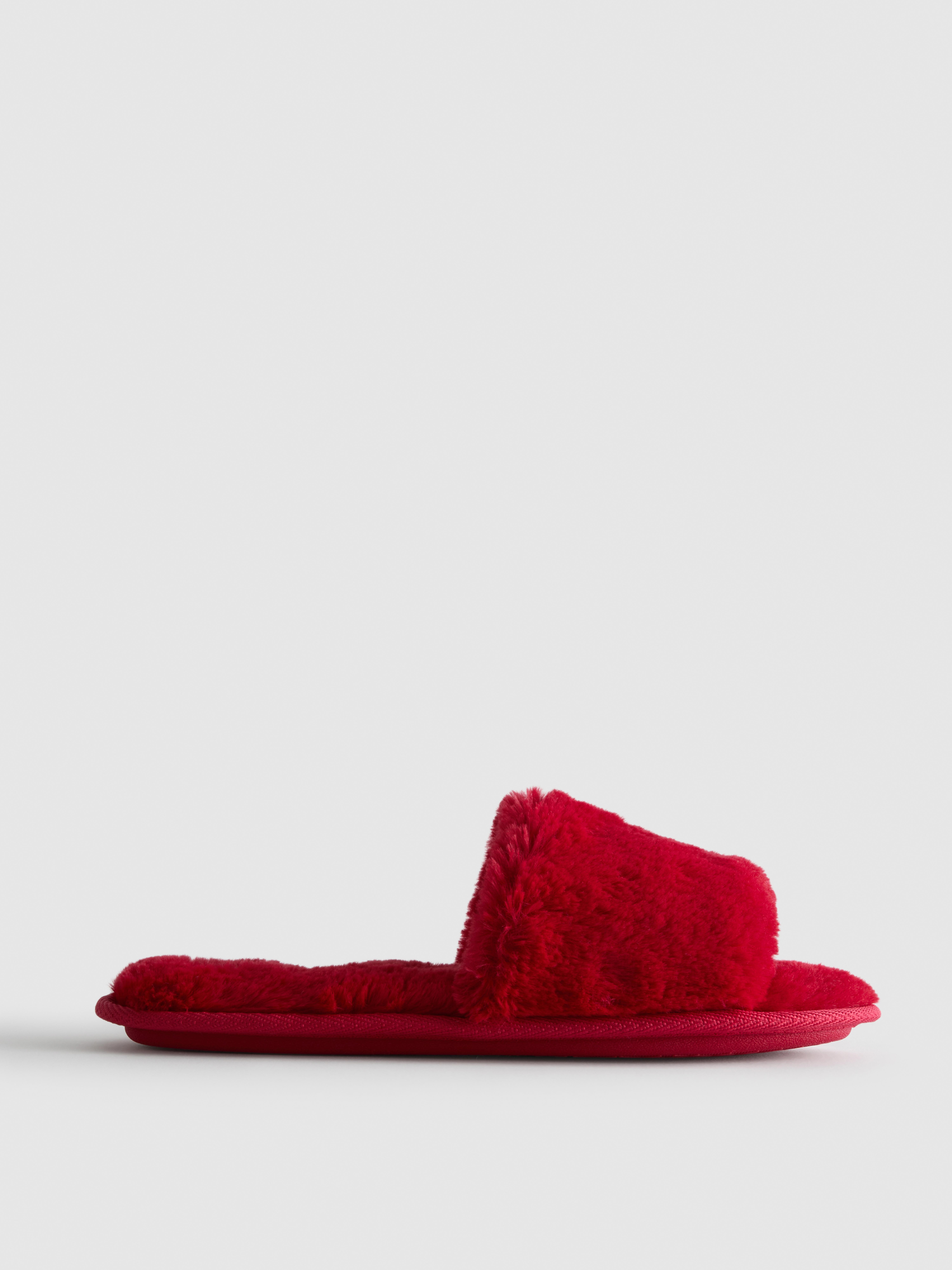 Women's Dark Red Fluffy Crossband Slippers