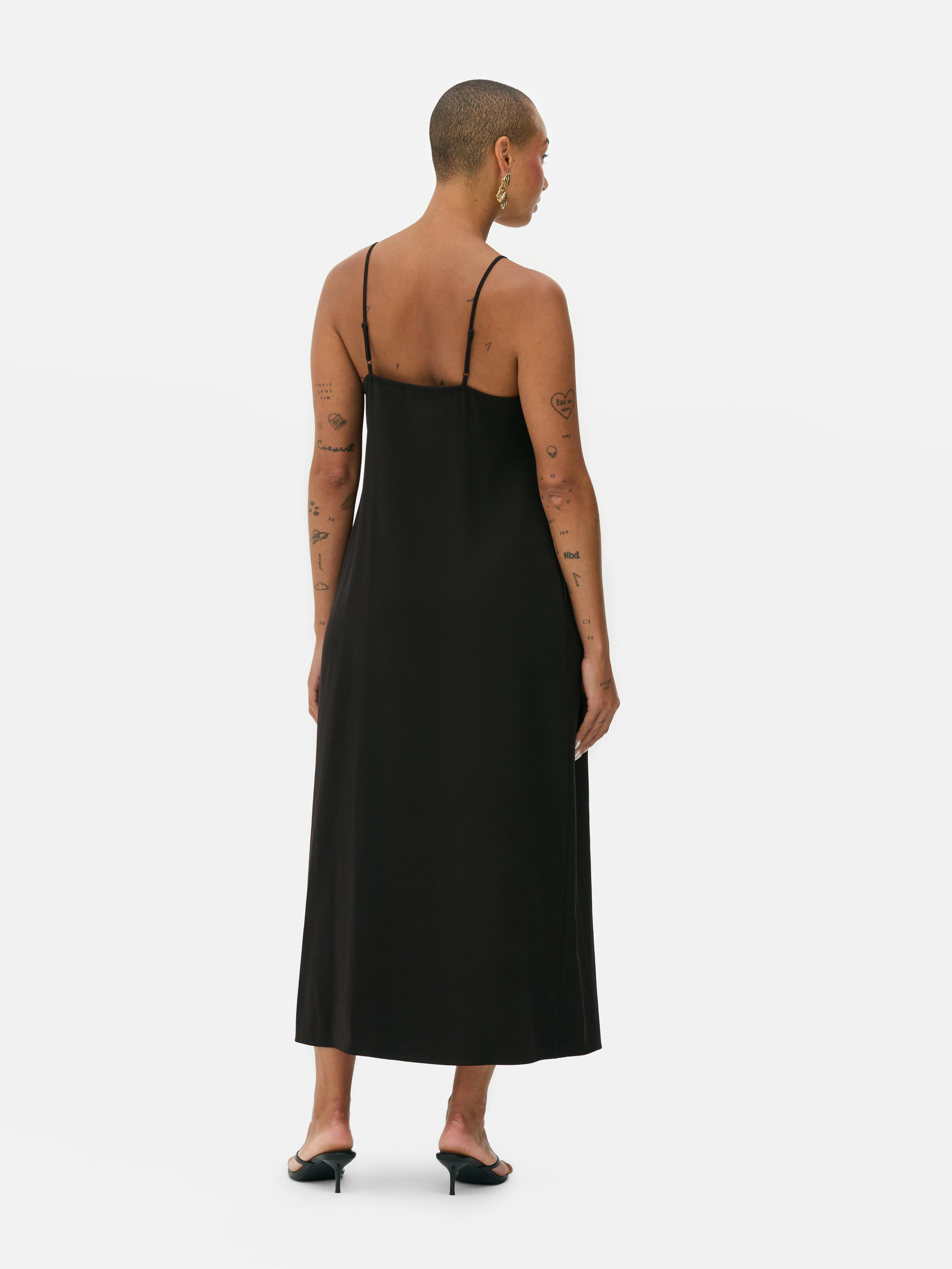 Abito midi a canotta con spalline Nero Donna Primark