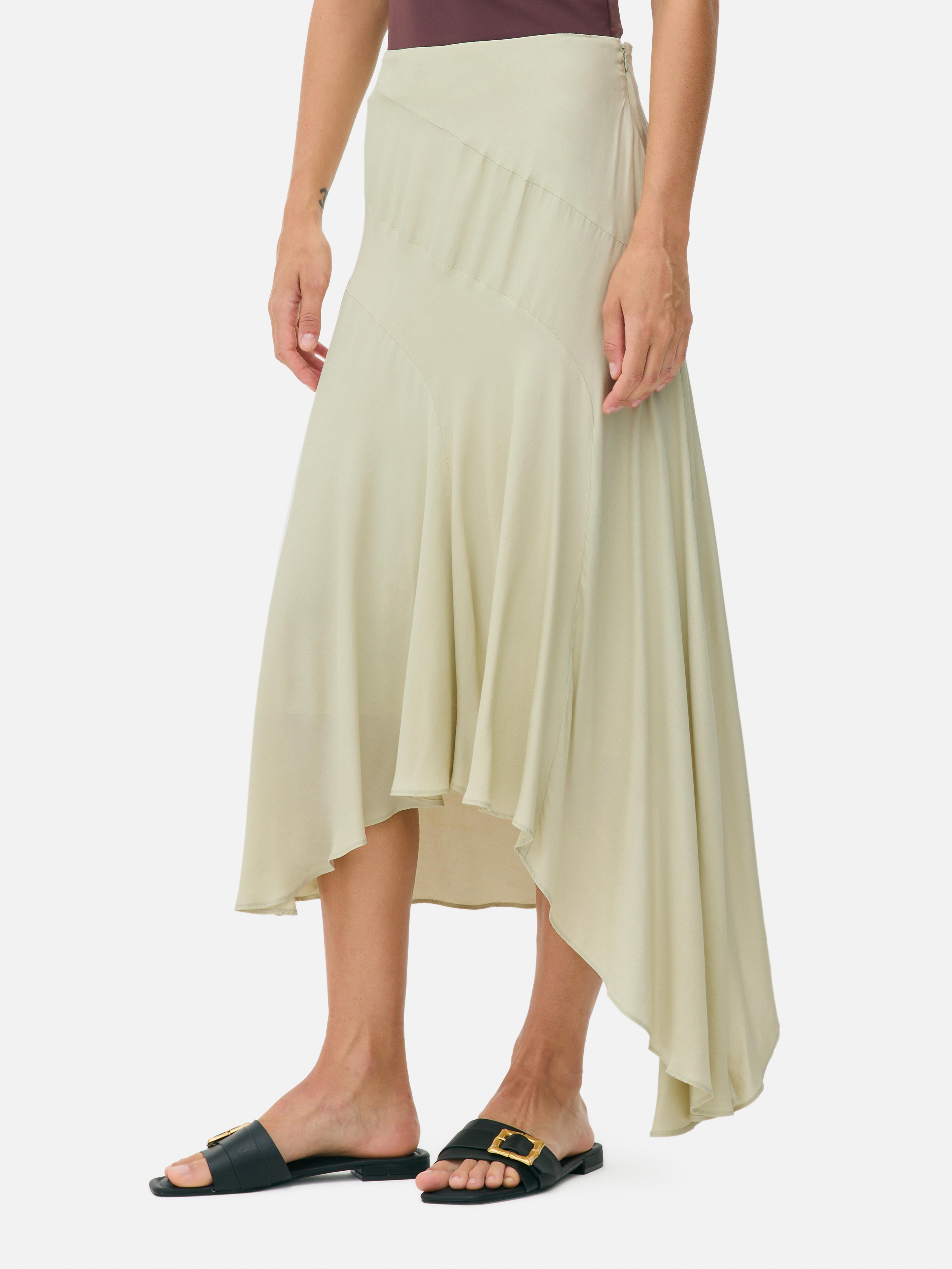 Drape Asymmetric Midi Skirt