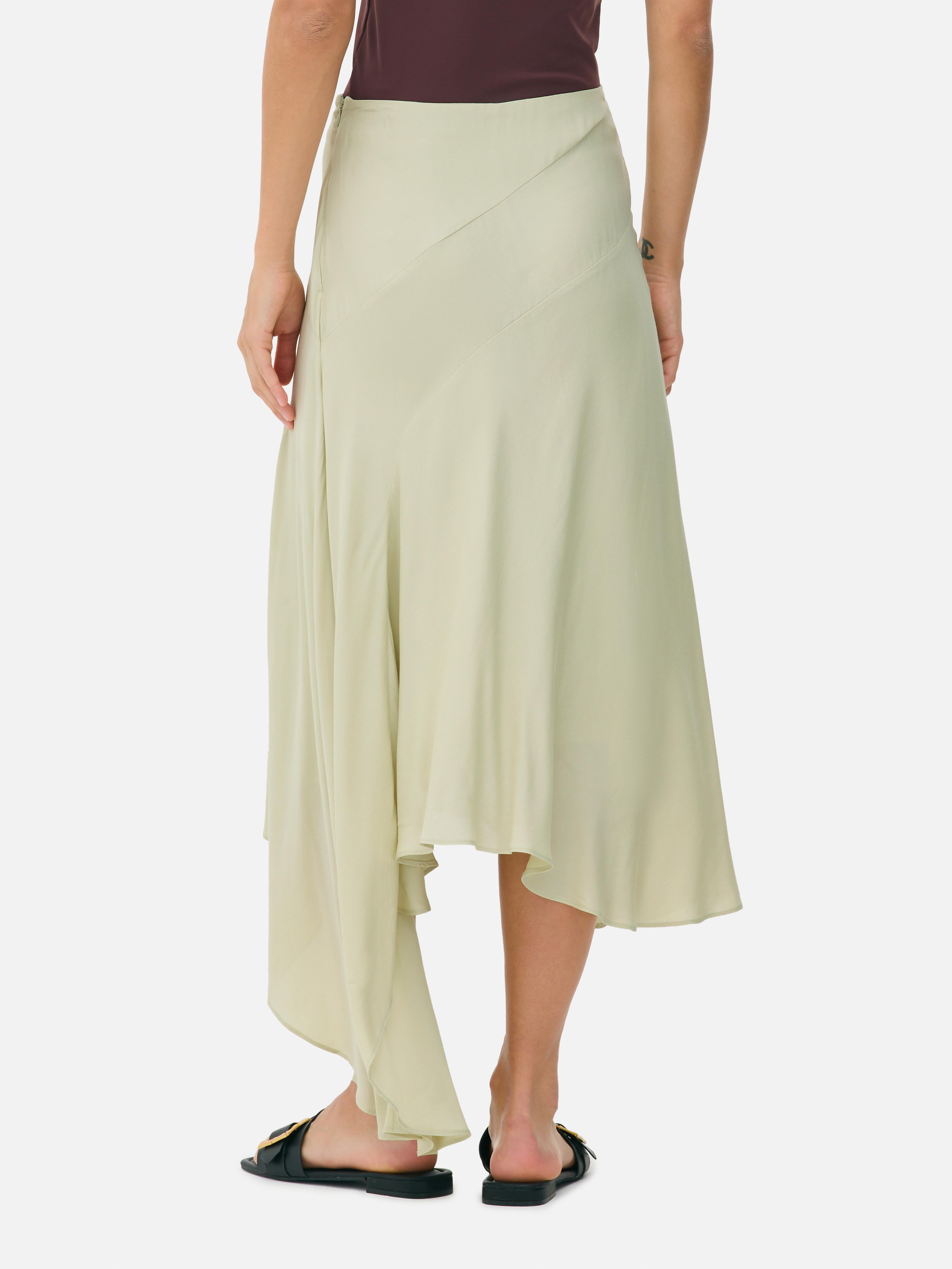 Drape Asymmetric Midi Skirt