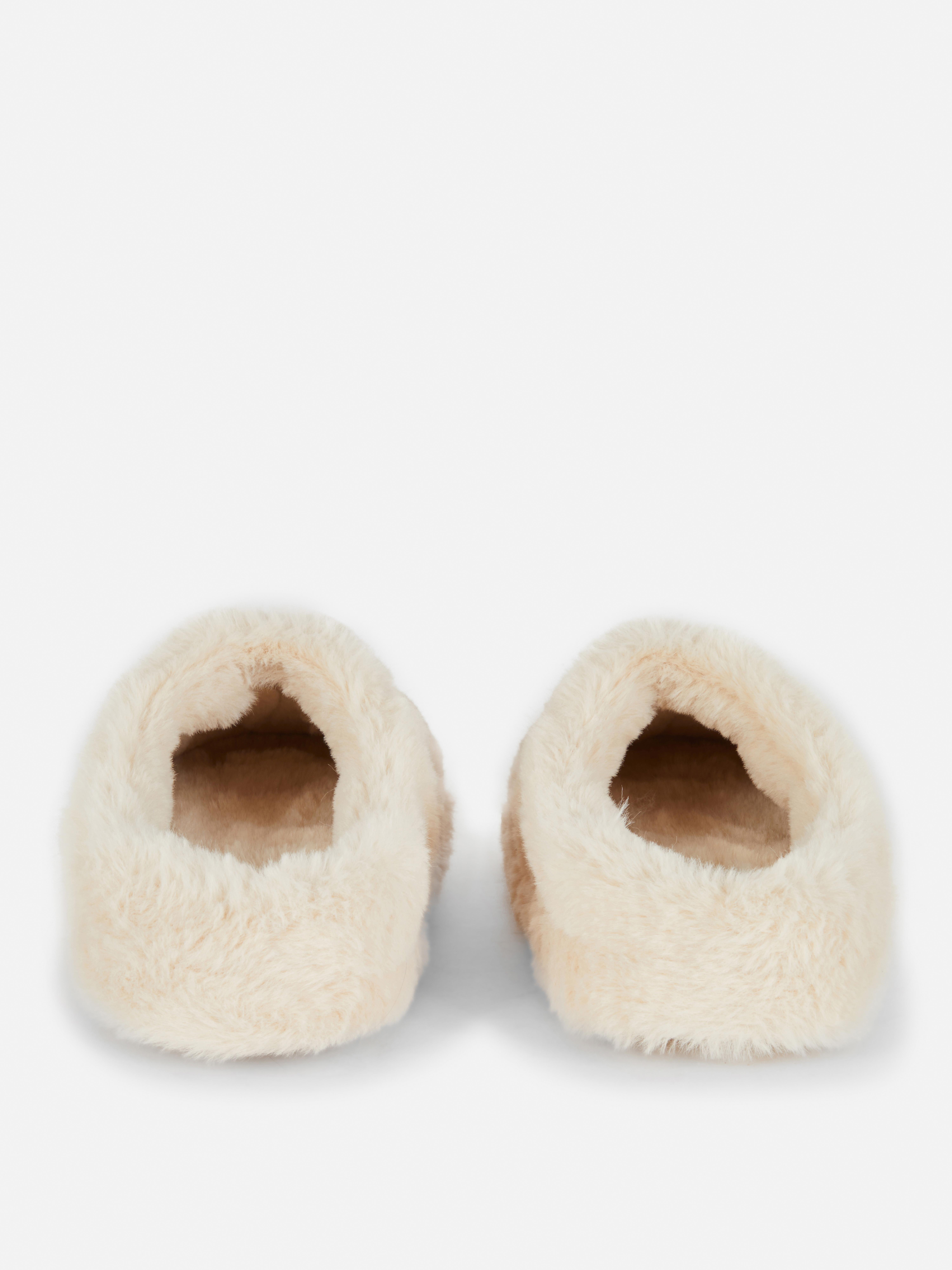 Women's Beige Fluffy Slippers