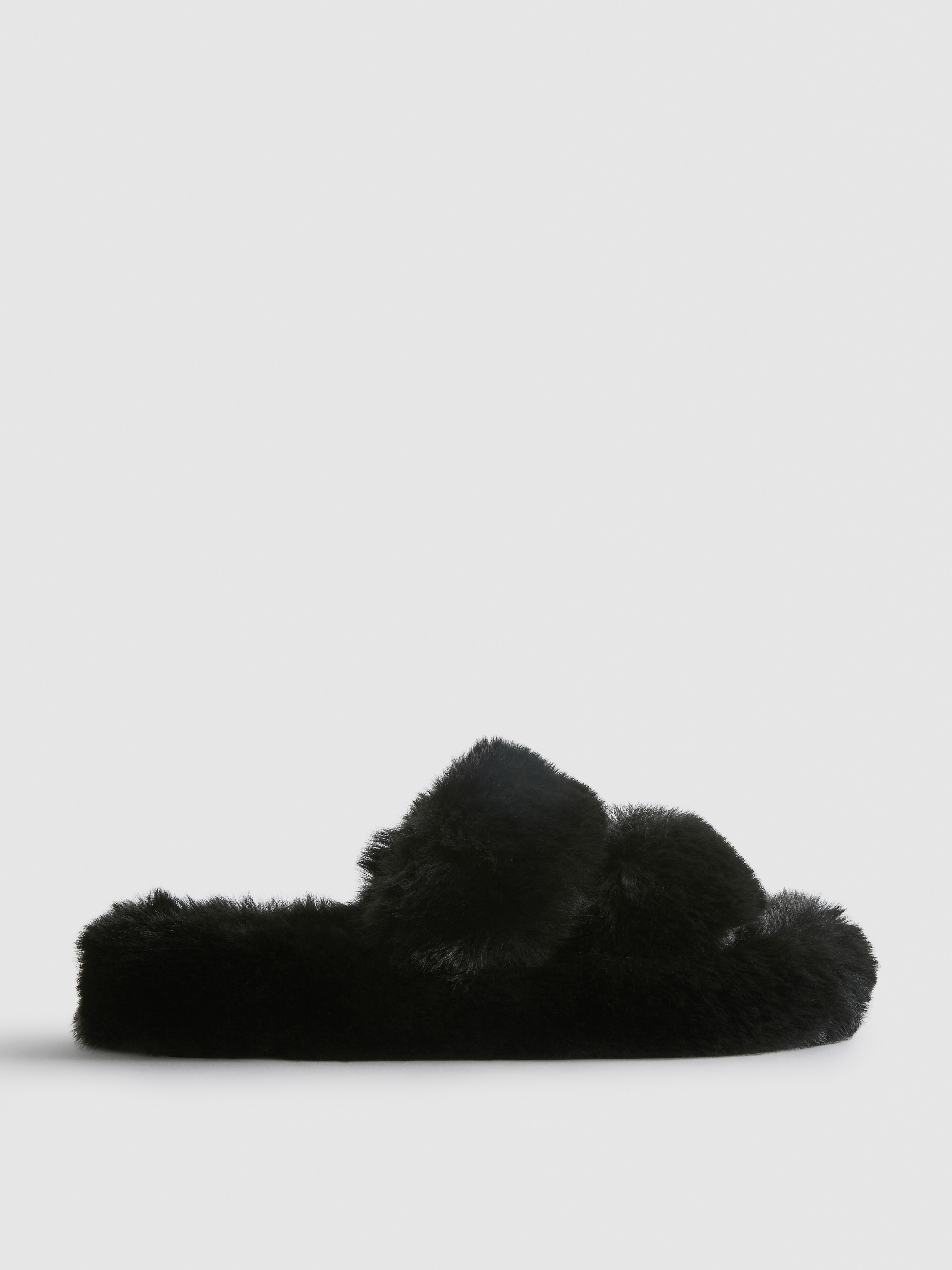 Women's Black Soft Strap Slippers