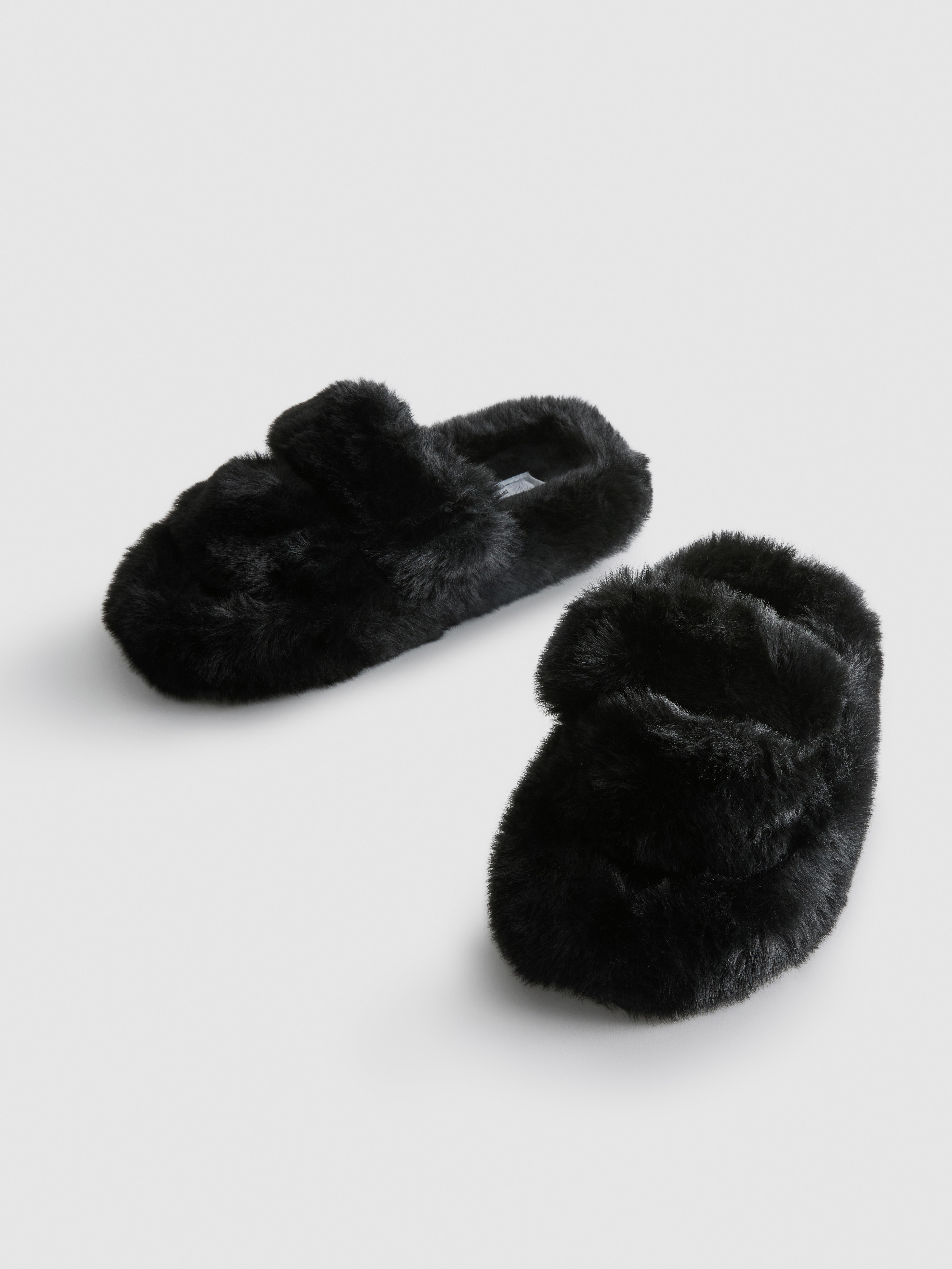 Women's Black Soft Strap Slippers